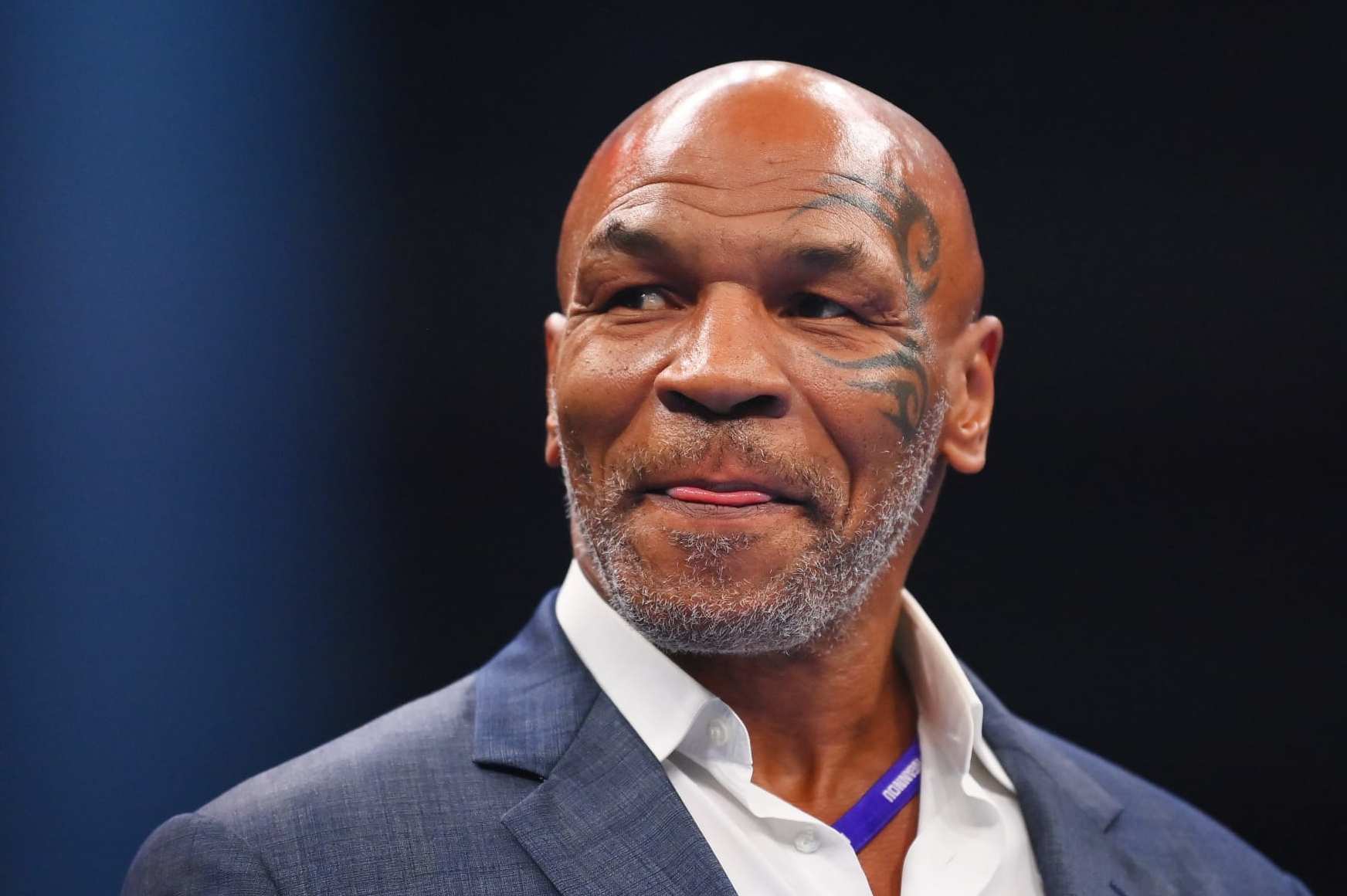 RIYADH, SAUDI ARABIA - OCTOBER 28: Mike Tyson looks on prior to the Heavyweight fight between Tyson Fury and Francis Ngannou at Boulevard Hall on October 28, 2023 in Riyadh, Saudi Arabia. (Photo by Justin Setterfield/Getty Images)