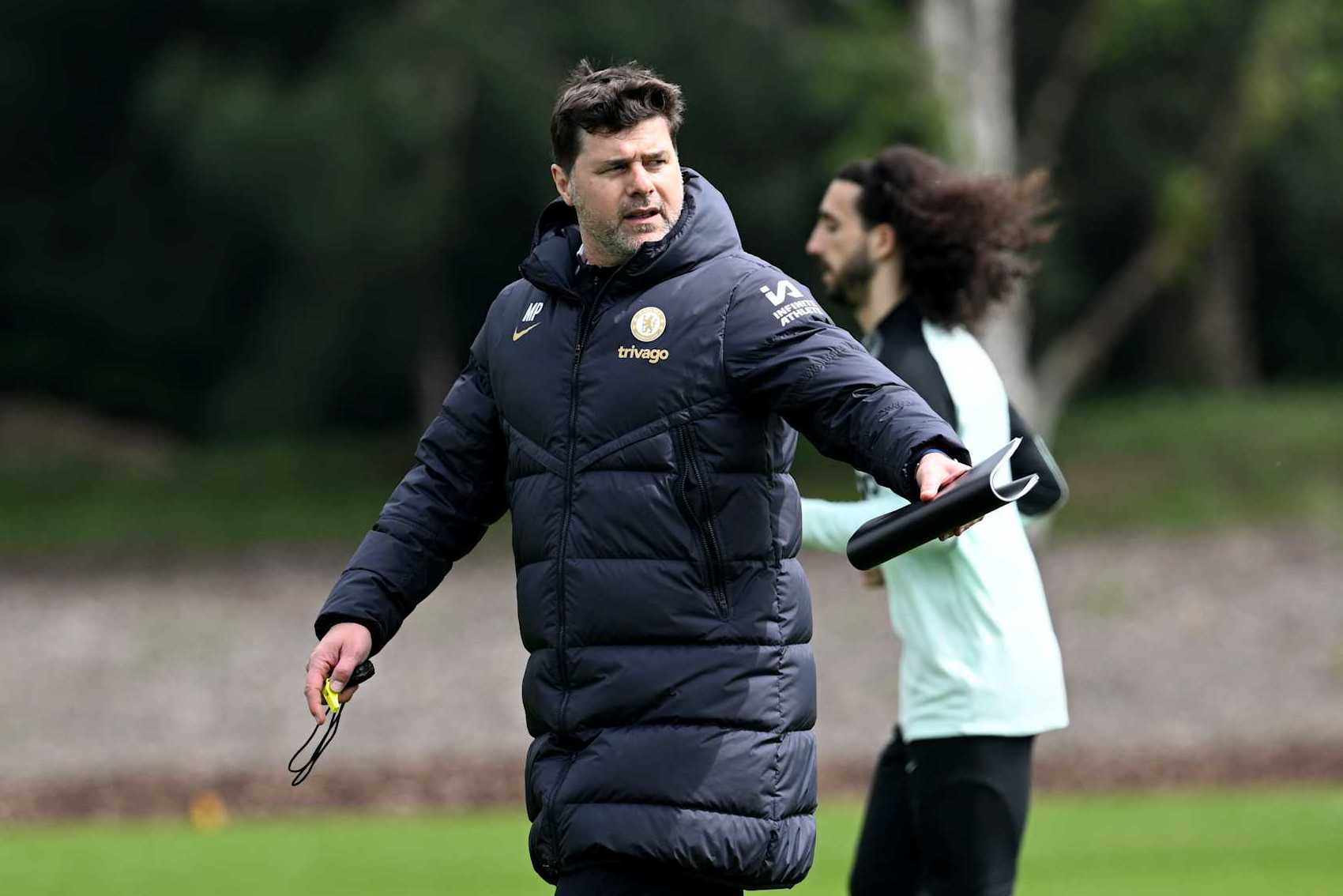 COBHAM, ENGLAND - MAY 1: Head Coach Mauricio Pochettino of Chelsea during a training session at Chelsea Training Ground on May 1, 2024 in Cobham, England. (Photo by Darren Walsh/Chelsea FC via Getty Images)