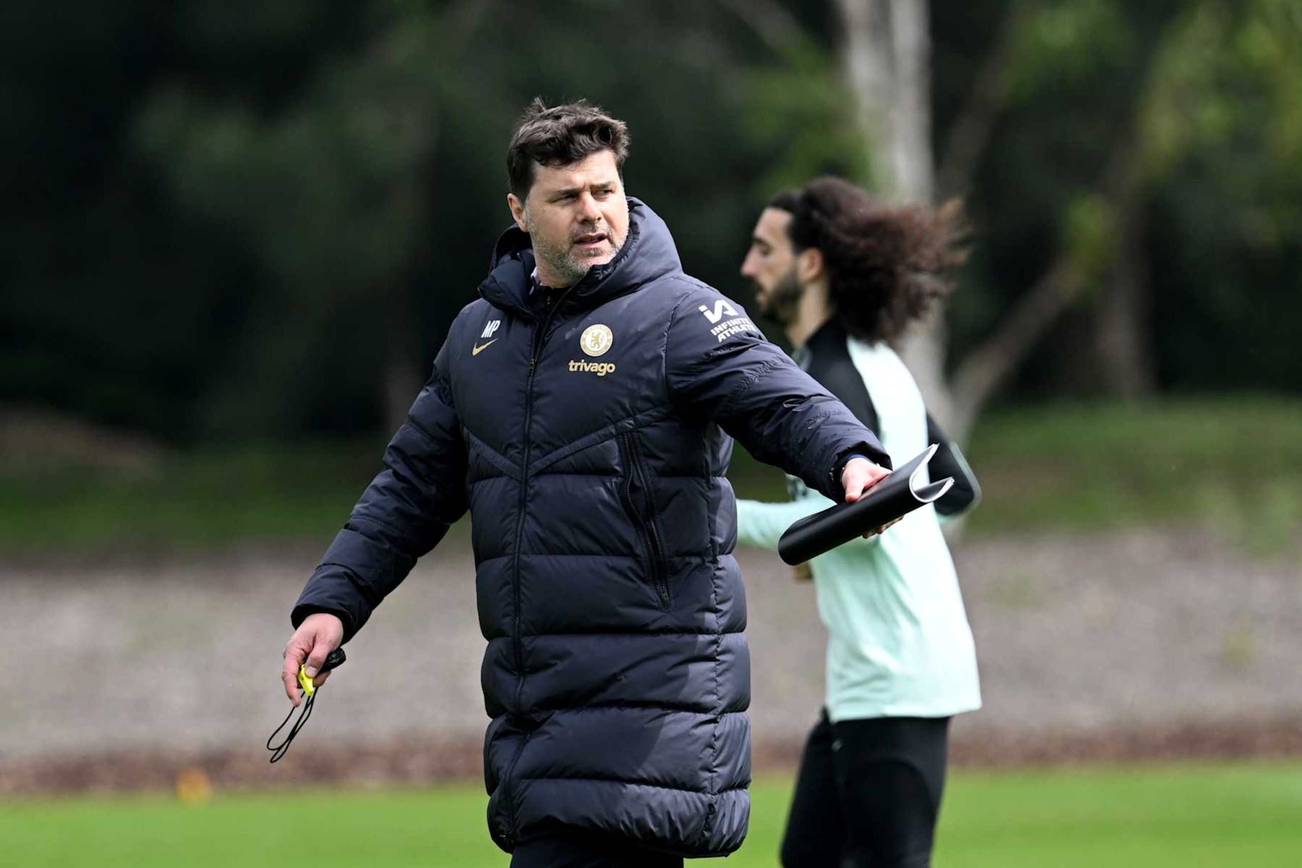 COBHAM, ENGLAND - MAY 1: Head Coach Mauricio Pochettino of Chelsea during a training session at Chelsea Training Ground on May 1, 2024 in Cobham, England. (Photo by Darren Walsh/Chelsea FC via Getty Images)