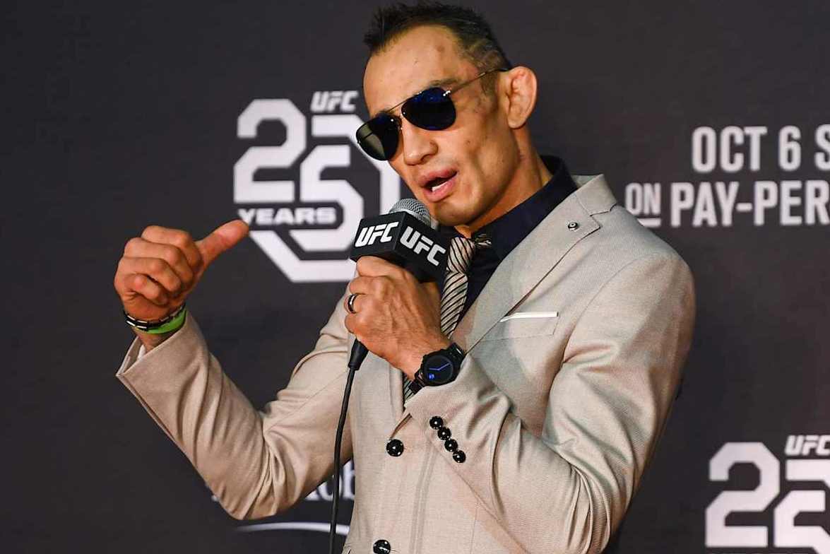 Las Vegas , United States - 6 October 2018; Tony Ferguson during the post fight press conference following his UFC lightweight victory over Anthony Pettis during UFC 229 at T-Mobile Arena in Las Vegas, Nevada, USA. (Photo By Stephen McCarthy/Sportsfile via Getty Images)
