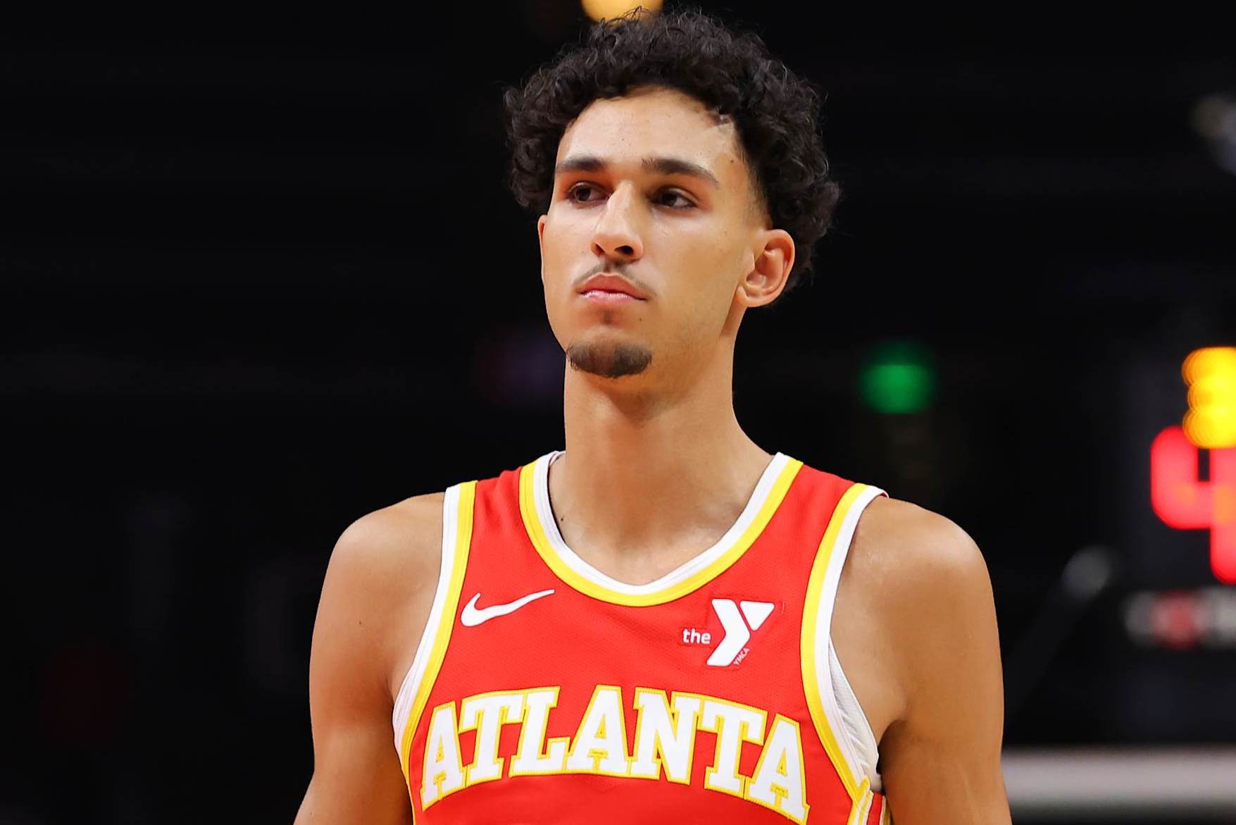ATLANTA, GEORGIA - OCTOBER 23: Zaccharie Risacher #10 of the Atlanta Hawks enters the game against the Brooklyn Nets during the first quarter at State Farm Arena on October 23, 2024 in Atlanta, Georgia. NOTE TO USER: User expressly acknowledges and agrees that, by downloading and or using this photograph, User is consenting to the terms and conditions of the Getty Images License Agreement. (Photo by Kevin C. Cox/Getty Images)