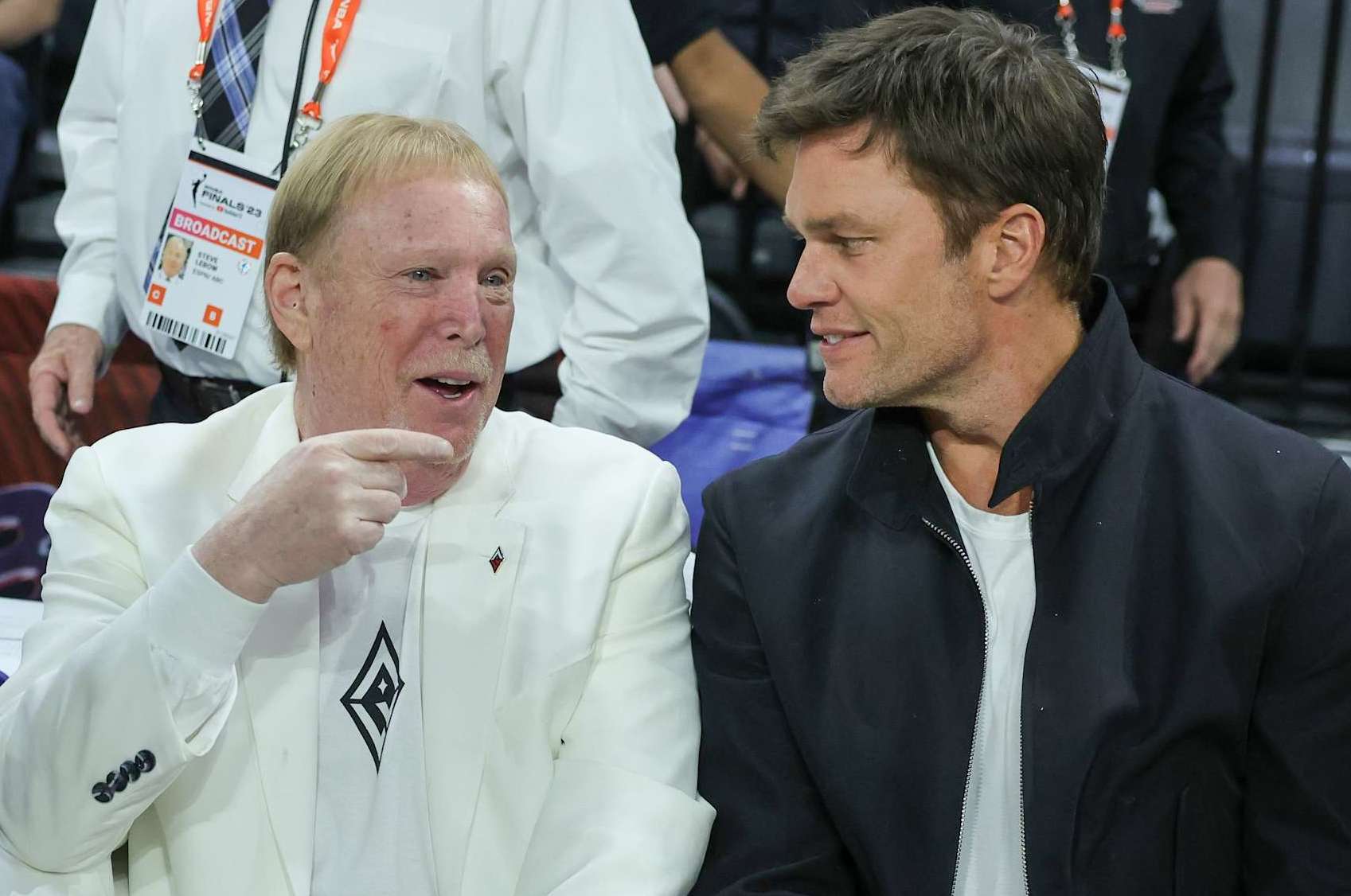 Las Vegas Raiders controlling and minority owners Mark Davis (left) and Tom Brady (right)