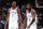 BROOKLYN, NY - OCTOBER 3: Kevin Durant #7 and Kyrie Irving #11 of the Brooklyn Nets smile during a preseason game on against the Philadelphia 76ers October 3, 2022 at Barclays Center in Brooklyn, New York. NOTE TO USER: User expressly acknowledges and agrees that, by downloading and or using this Photograph, user is consenting to the terms and conditions of the Getty Images License Agreement. Mandatory Copyright Notice: Copyright 2022 NBAE (Photo by Nathaniel S. Butler/NBAE via Getty Images)