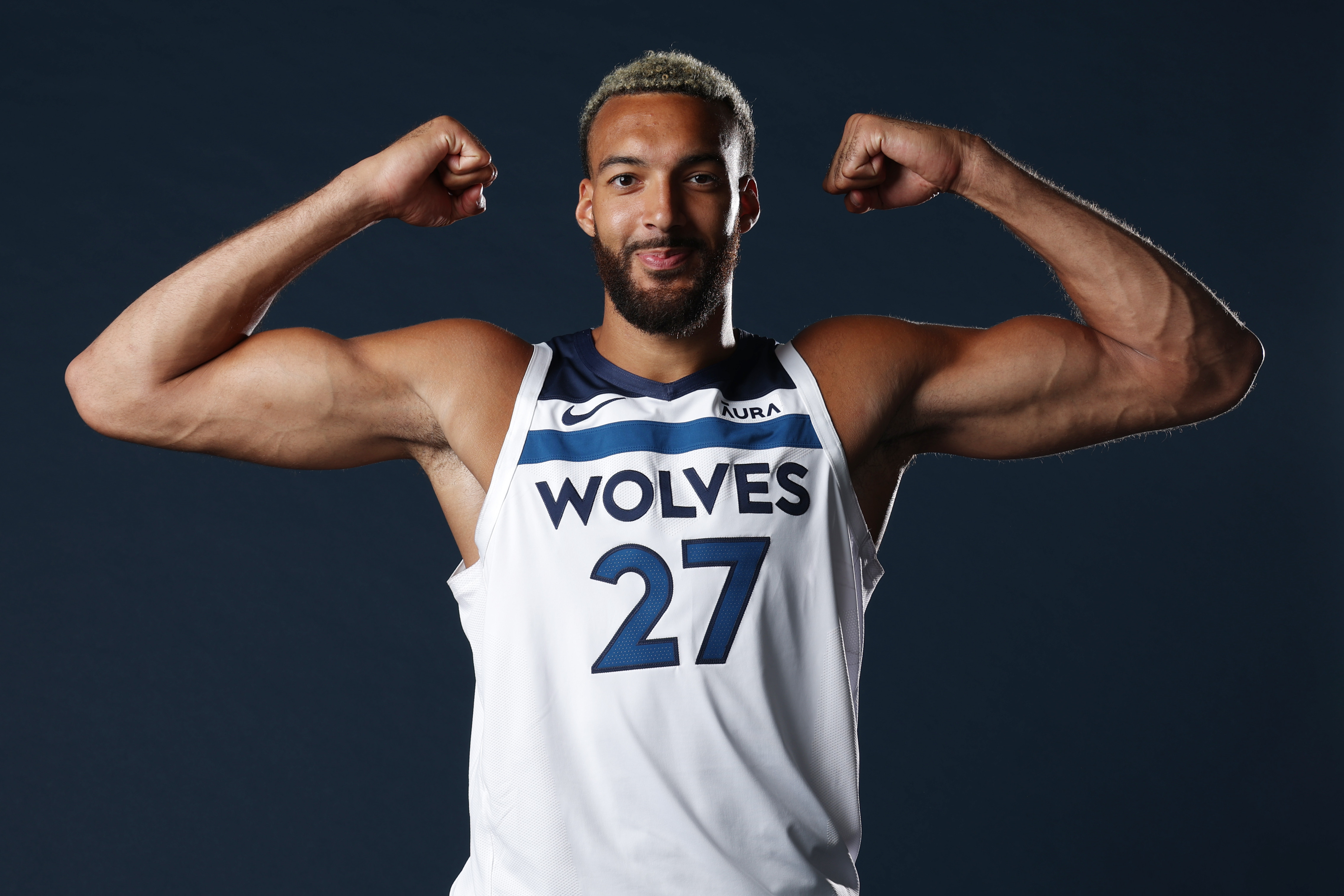 MINNEAPOLIS, MN - JULY 6: Rudy Gobert of the Minnesota Timberwolves poses for a portrait on July 6, 2022 at Target Center in Minneapolis, Minnesota. NOTE TO USER: User expressly acknowledges and agrees that, by downloading and or using this Photograph, user is consenting to the terms and conditions of the Getty Images License Agreement. Mandatory Copyright Notice: Copyright 2022 NBAE (Photo by David Sherman/NBAE via Getty Images) MINNEAPOLIS, MN - JULY 6: Rudy Gobert of the Minnesota Timberwolves poses for a portrait on July 6, 2022 at Target Center in Minneapolis, Minnesota. NOTE TO USER: User expressly acknowledges and agrees that, by downloading and or using this Photograph, user is consenting to the terms and conditions of the Getty Images License Agreement. Mandatory Copyright Notice: Copyright 2022 NBAE (Photo by David Sherman/NBAE via Getty Images)