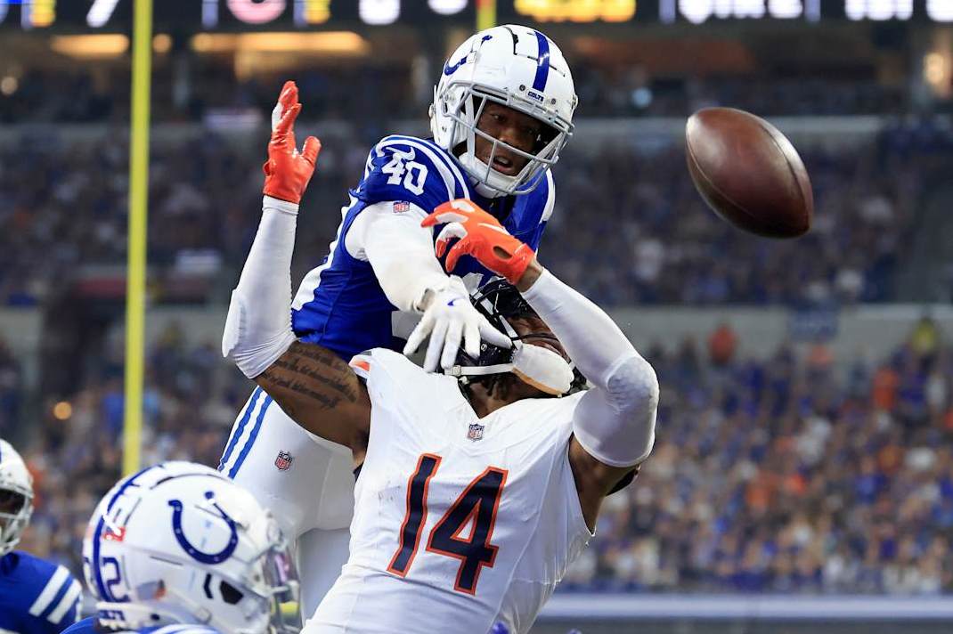 Indianapolis Colts cornerback Jaylon Jones makes a play against the Chicago Bears. Indianapolis Colts cornerback Jaylon Jones makes a play against the Chicago Bears.