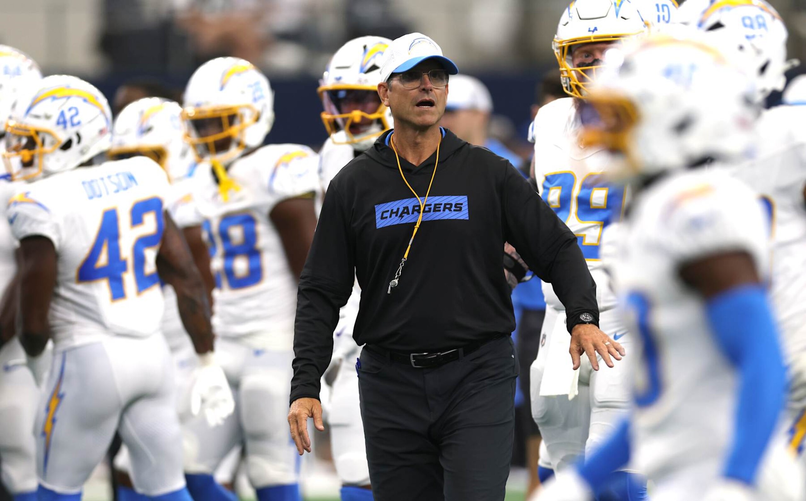 Los Angeles Chargers head coach Jim Harbaugh