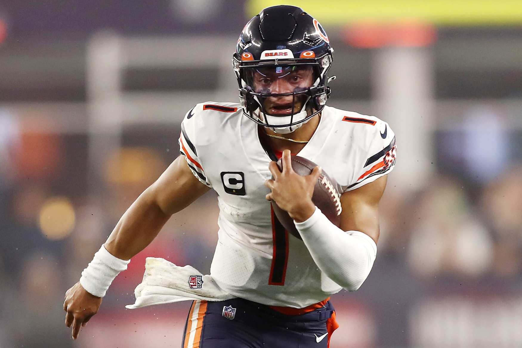 Chicago Bears first-year general manager Ryan Poles watches warm ups before  a preseason NFL football game between the Chicago Bears and Kansas City  Chiefs, Saturday, Aug. 13, 2022, in Chicago. (AP Photo/Kamil