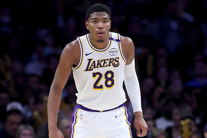 LOS ANGELES, CALIFORNIA - DECEMBER 28: Rui Hachimura #28 of the Los Angeles Lakers looks on during the second half of a game against the Sacramento Kings at Crypto.com Arena on December 28, 2024 in Los Angeles, California. (Photo by Sean M. Haffey/Getty Images)
