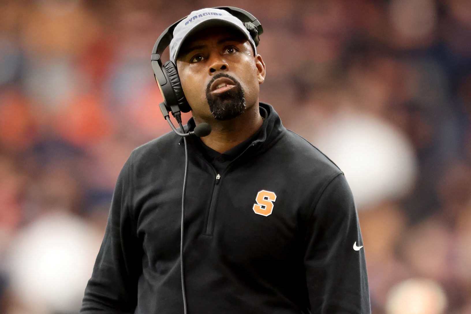 SYRACUSE, NEW YORK - SEPTEMBER 07: Head Coach Fran Brown of the Syracuse Orange looks on during the fourth quarter against the Georgia Tech Yellow Jackets at JMA Wireless Dome on September 07, 2024 in Syracuse, New York. (Photo by Bryan Bennett/Getty Images)