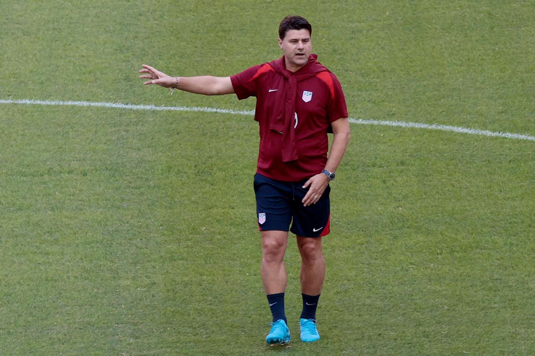 US coach Argentine Mauricio Pochettino conducts a training session at the Akron Stadium in Zapopan, Jalisco state, Mexico, on October 14, 2024, ahead of the friendly football match between Mexico and the US. (Photo by ULISES RUIZ / AFP) (Photo by ULISES RUIZ/AFP via Getty Images)