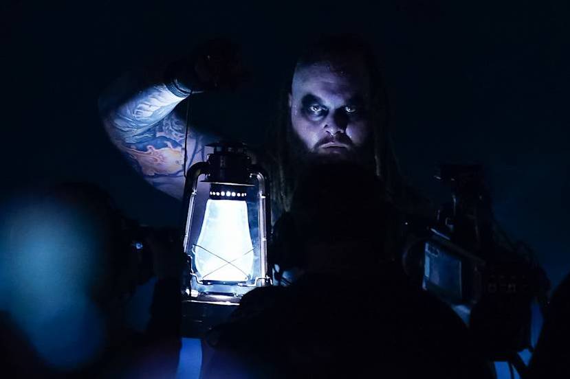 SAN ANTONIO, TEXAS - JANUARY 28: Bray Wyatt enters the arena to fight in the pitch black event during the WWE Royal Rumble event at the Alamodome on January 28, 2023 in San Antonio, Texas. (Photo by Alex Bierens de Haan/Getty Images)