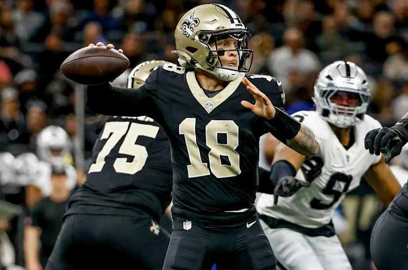 New Orleans Saints quarterback Spencer Rattler