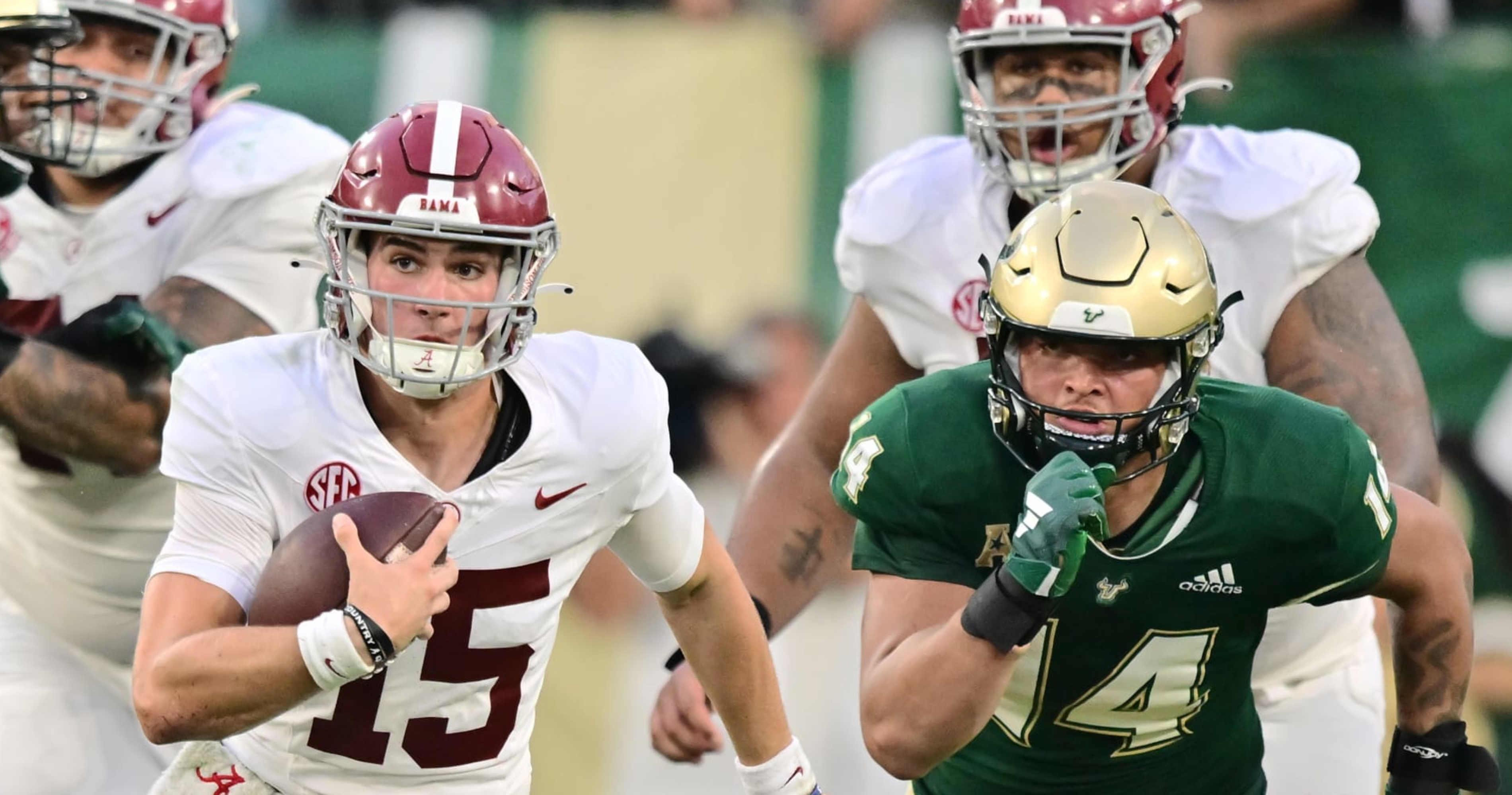 Alabama's Nick Saban Discusses Tyler Buchner, Ty Simpson's Performance vs. USF