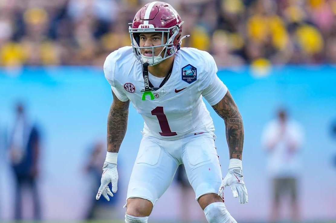 TAMPA, FL - DECEMBER 31: Alabama Crimson Tide defensive back Domani Jackson (1) looks on during the ReliaQuest Bowl between the Alabama Crimson Tide and the Michigan Wolverines, December 31, 2024 at Raymond James Stadium in Tampa, Florida. (Photo by Ricky Bowden/Icon Sportswire via Getty Images)