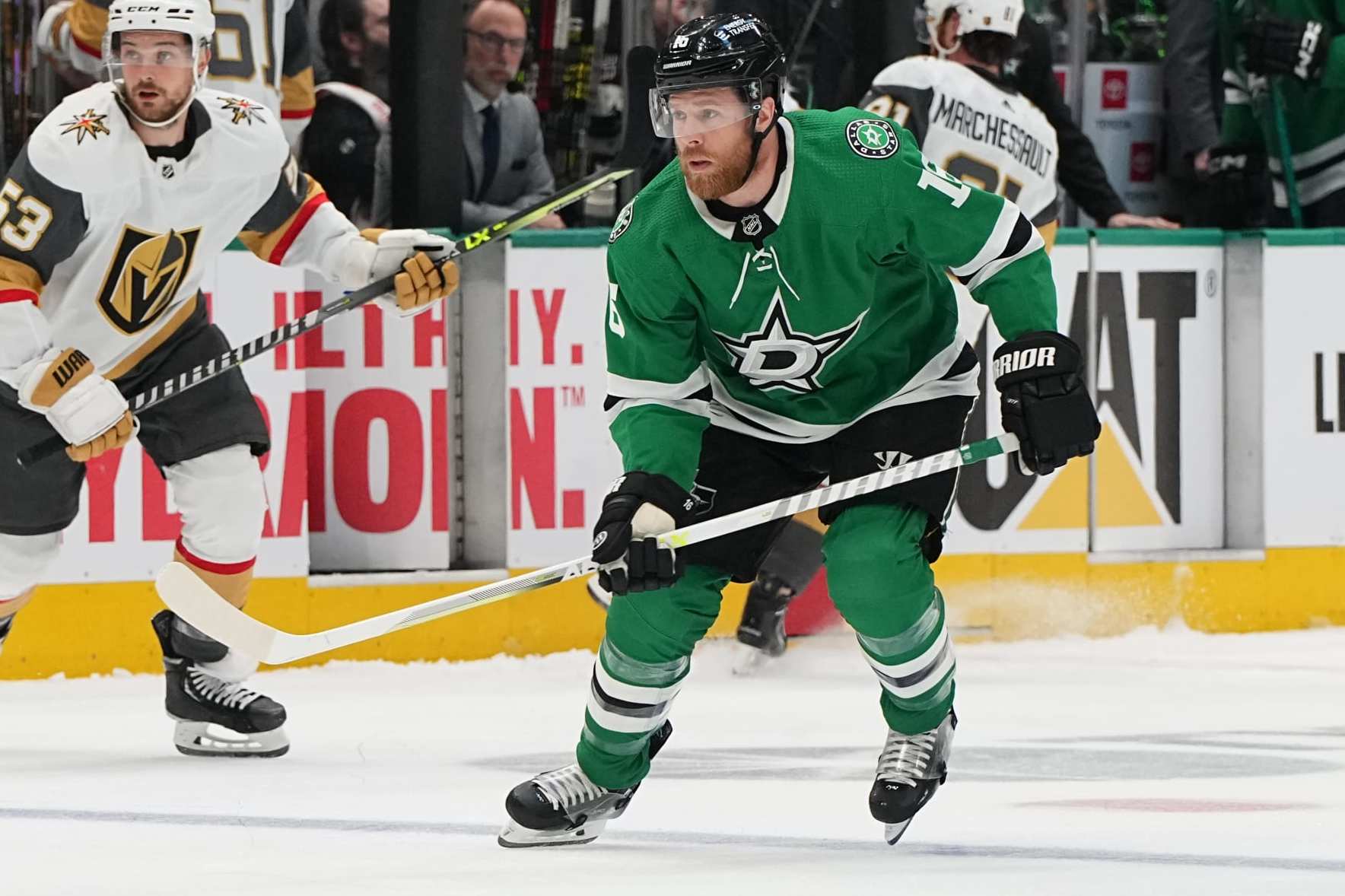DALLAS, TX - MAY 23: Joe Pavelski #16 of the Dallas Stars skates against the Vegas Golden Knights in Game Three of the Conference Final of the 2023 Stanley Cup Playoffs at the American Airlines Center on May 23, 2023 in Dallas, Texas. (Photo by Glenn James/NHLI via Getty Images)