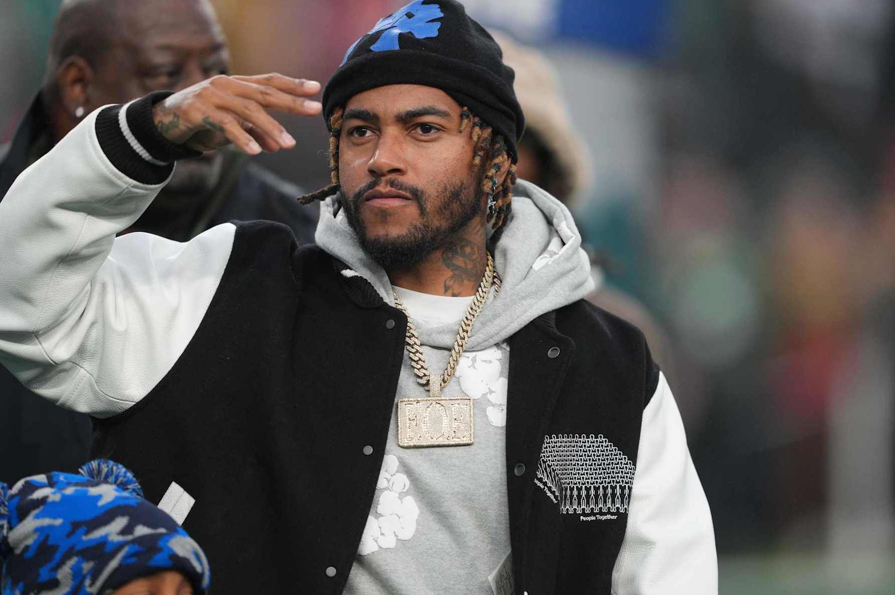 PHILADELPHIA, PA - DECEMBER 03: Retired Philadelphia Eagles receiver DeSean Jackson waves to fans during the game between the San Fransisco 49ers and the Philadelphia Eagles on December 3, 2023 at Lincoln Financial Field. (Photo by Andy Lewis/Icon Sportswire via Getty Images)