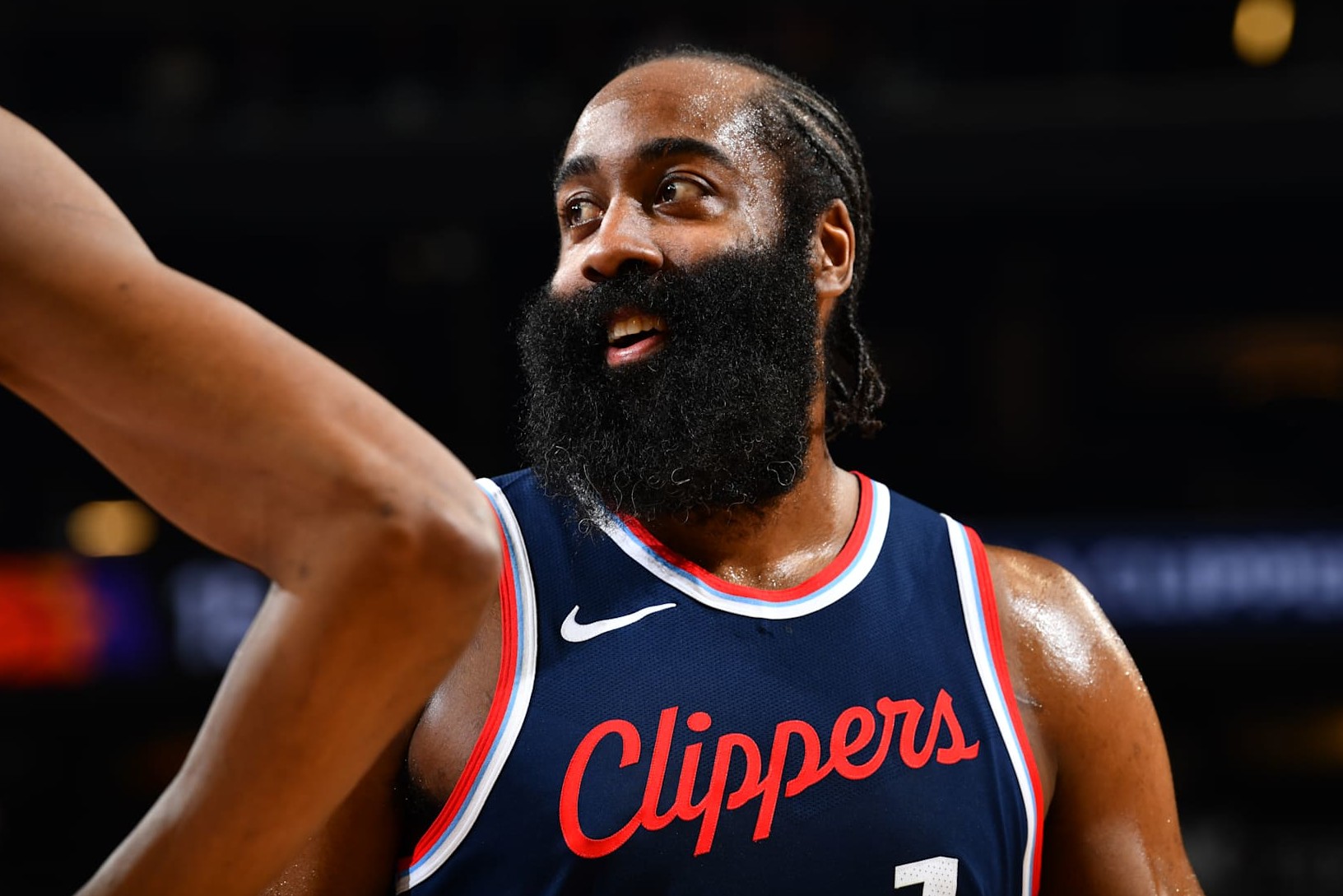 PHOENIX, AZ - JANUARY 27: James Harden #1 of the LA Clippers looks on during the game against the Phoenix Suns on January 27, 2025 at Footprint Center in Phoenix, Arizona. NOTE TO USER: User expressly acknowledges and agrees that, by downloading and or using this photograph, user is consenting to the terms and conditions of the Getty Images License Agreement. Mandatory Copyright Notice: Copyright 2025 NBAE (Photo by Barry Gossage/NBAE via Getty Images)