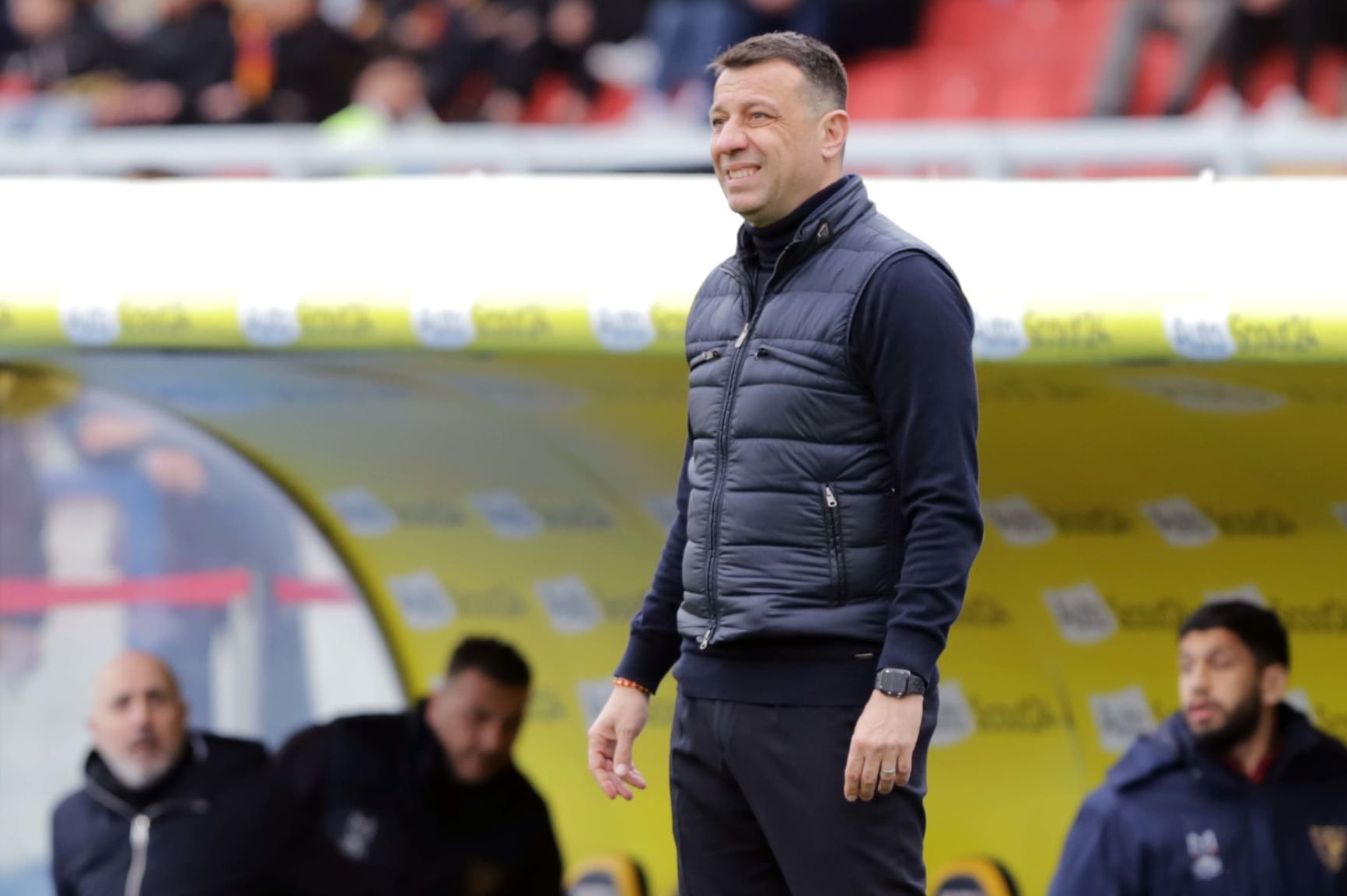 LECCE, ITALY - MARCH 10: Roberto D'Aversa, coach US Lecce looks on during the Serie A TIM match between US Lecce and Hellas Verona FC at Stadio Via del Mare on March 10, 2024 in Lecce, Italy.(Photo by Donato Fasano/Getty Images)