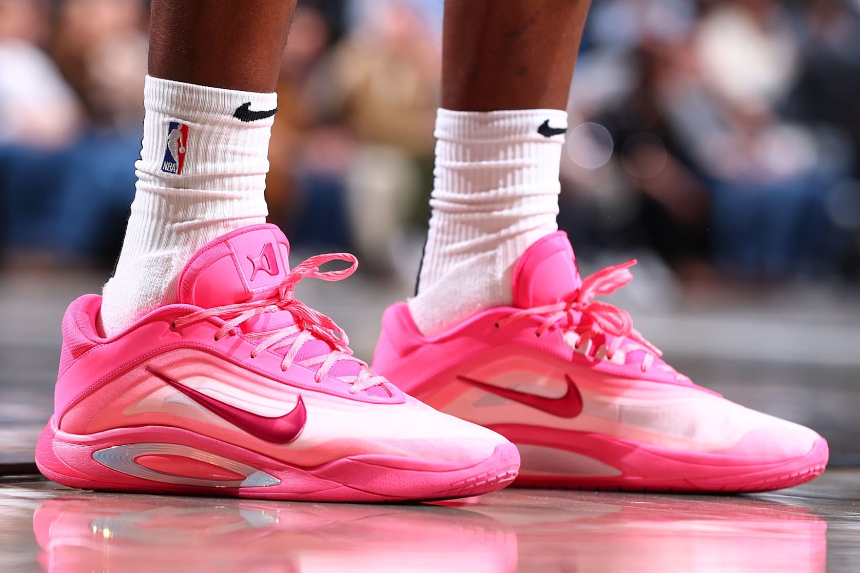 BROOKLYN, NY - FEBRUARY 7:  The sneakers worn by Bam Adebayo #13 of the Miami Heat during the game against the Brooklyn Nets on February 7, 2025 at Barclays Center in Brooklyn, New York. NOTE TO USER: User expressly acknowledges and agrees that, by downloading and or using this Photograph, user is consenting to the terms and conditions of the Getty Images License Agreement. Mandatory Copyright Notice: Copyright 2025 NBAE (Photo by David L. Nemec/NBAE via Getty Images)