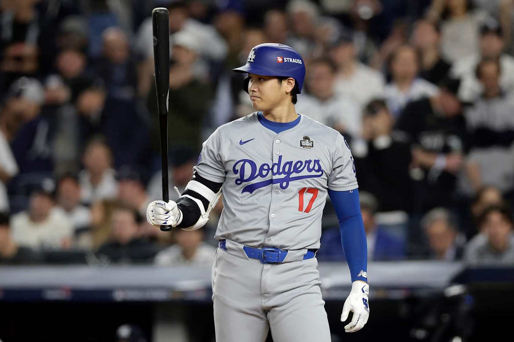 NEW YORK, NEW YORK - OCTOBER 30: (NEW YORK DAILIES OUT) Shohei Ohtani #17 of the Los Angeles Dodgers in action against the New York Yankees during Game Five of the 2024 World Series at Yankee Stadium on October 30, 2024 in New York City. The Dodgers defeated the Yankees 7-6. (Photo by Jim McIsaac/Getty Images)