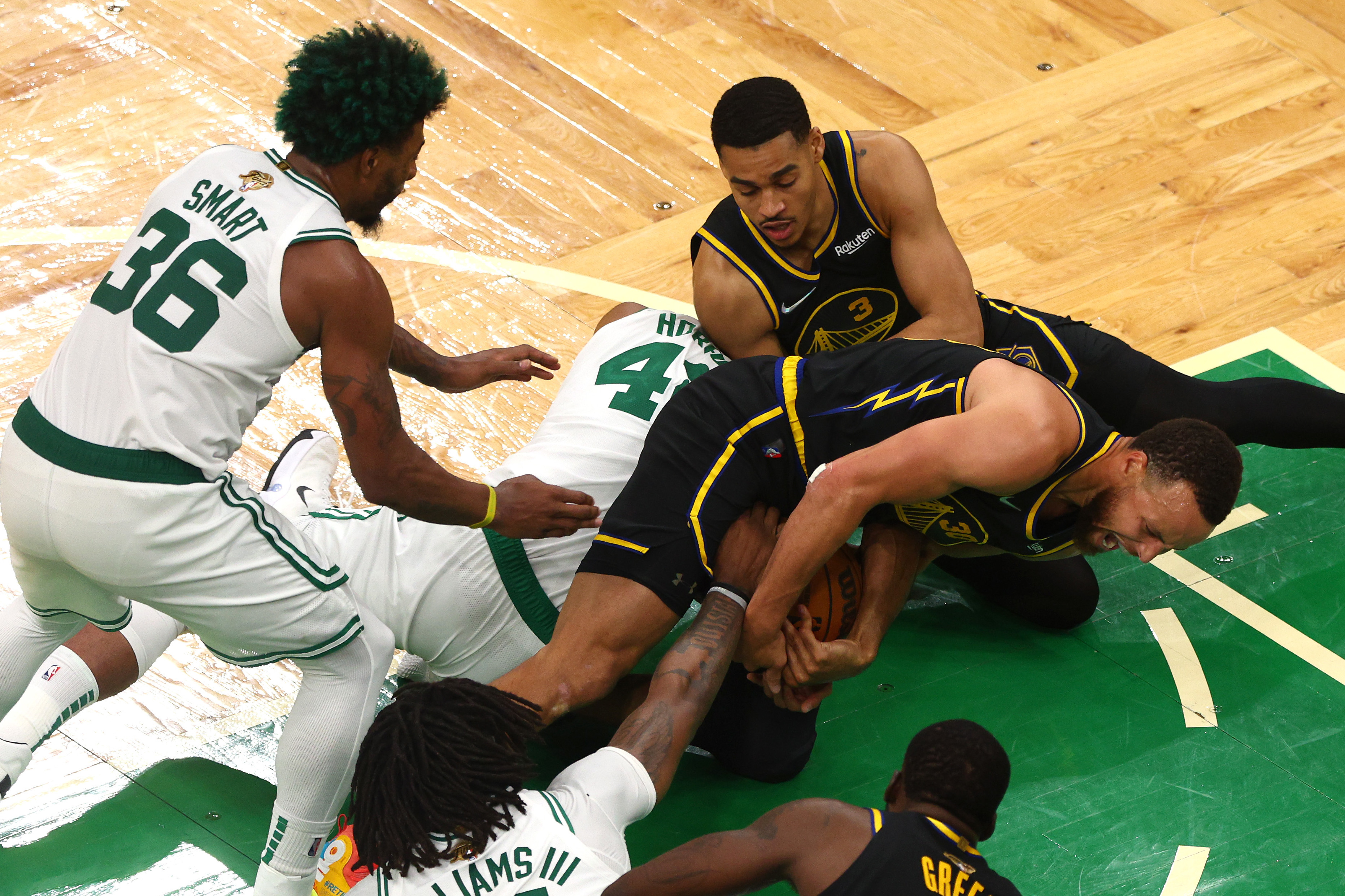Marcus Smart defends Al Horford diving for loose ball in Steph Curry  injury: 'Nothing dirty about it