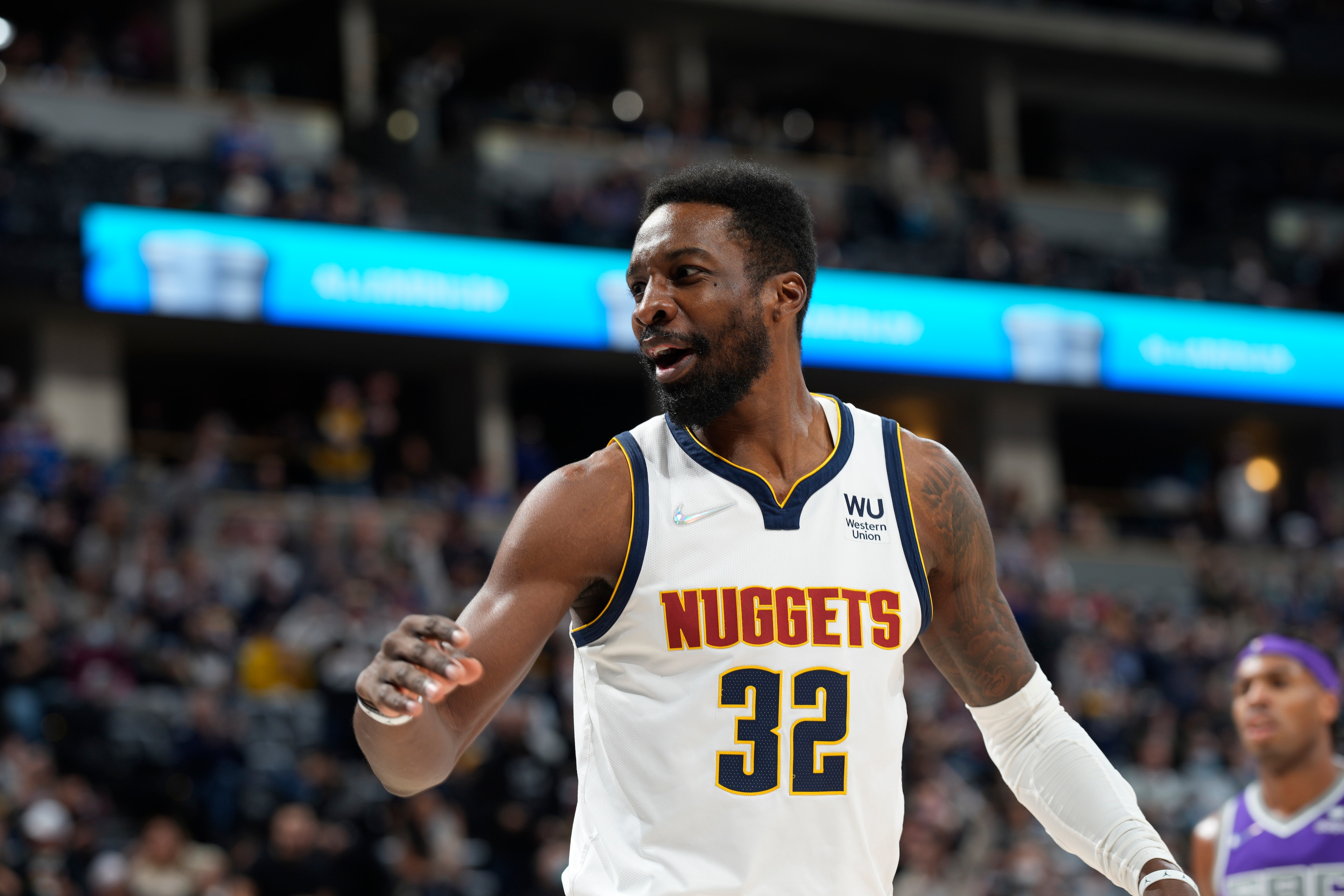 Denver Nuggets forward Jeff Green (32) in the second half of an NBA basketball game Friday, Jan. 7, 2022, in Denver. The Nugvgets won 121-111. (AP Photo/David Zalubowski)
