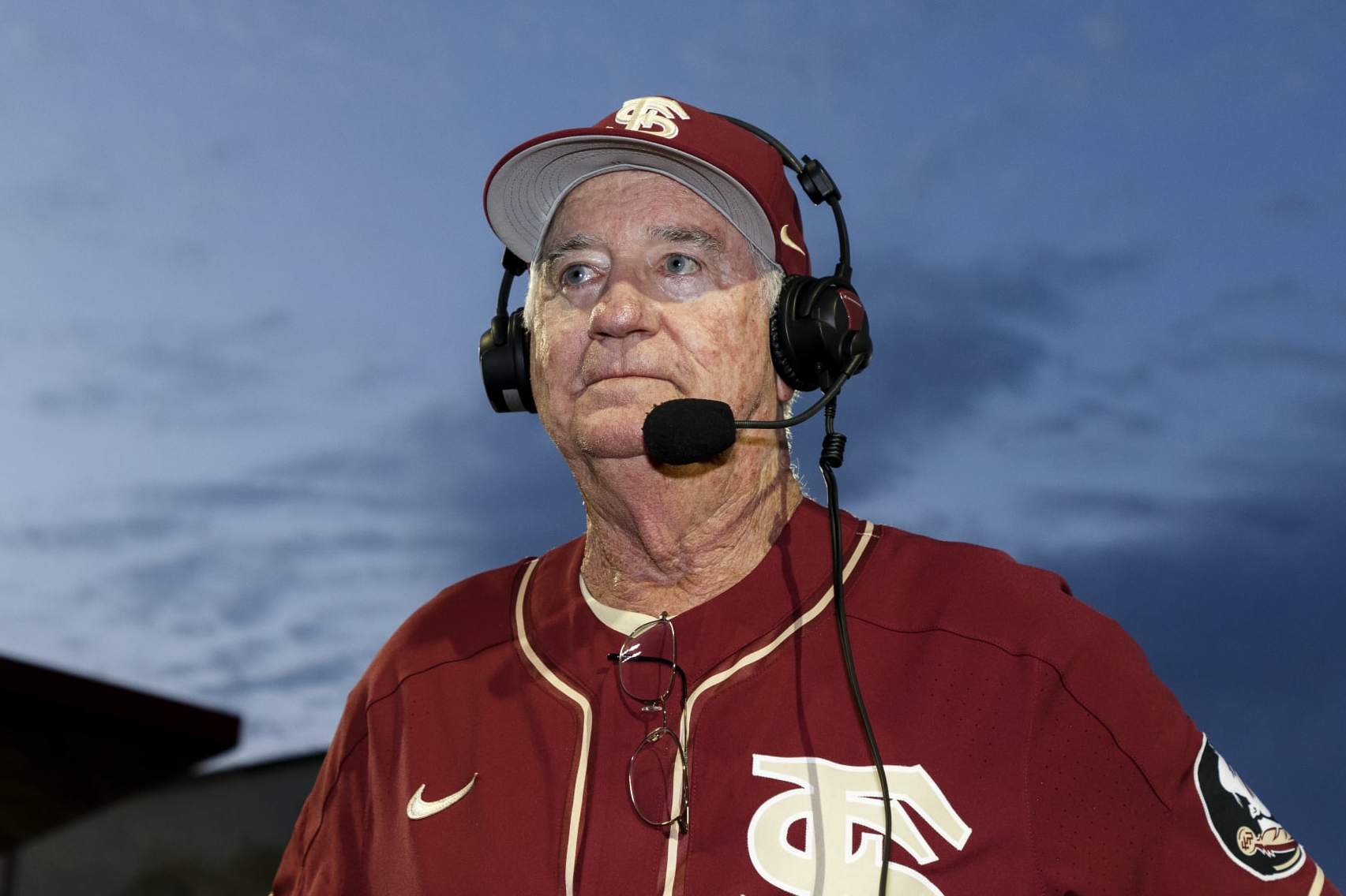 TALLAHASSEE, FL - MARCH 9: Head Coach Mike Martin of the Florida State Seminoles gives a TV interview after the game against Virginia Tech on Mike Martin Field at Dick Howser Stadium on March 9, 2019 in Tallahassee, Florida. The #7 ranked Seminoles defeated the Hokies 5 to 2 to give Martin his 2000th career win. (Photo by Don Juan Moore/Getty Images)