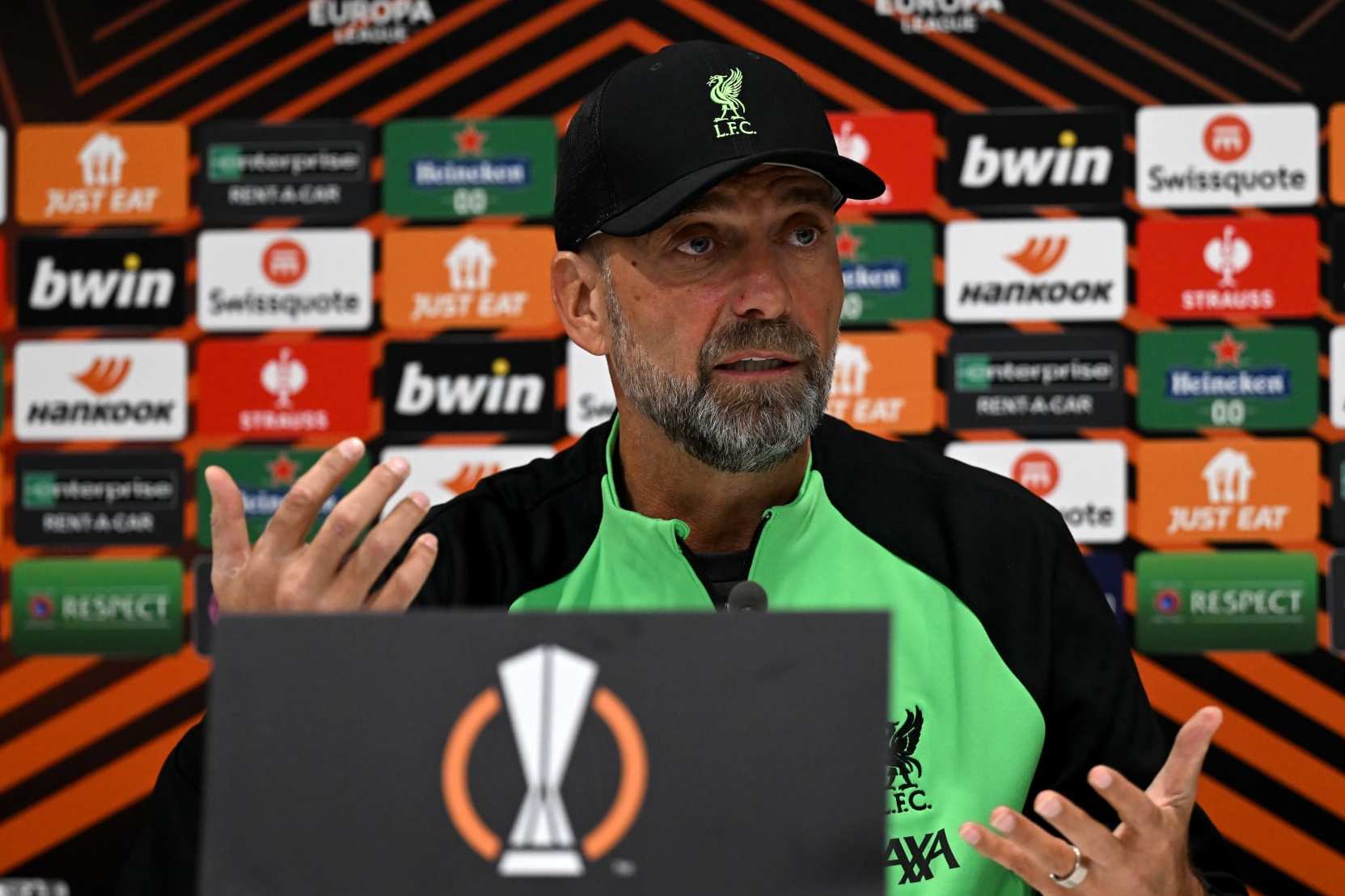 KIRKBY, ENGLAND - OCTOBER 04: (THE SUN OUT, THE SUN ON SUNDAY OUT) Jurgen Klopp manager of Liverpool during a press conference at Anfield on October 04, 2023 in Kirkby, England. (Photo by Andrew Powell/Liverpool FC via Getty Images)