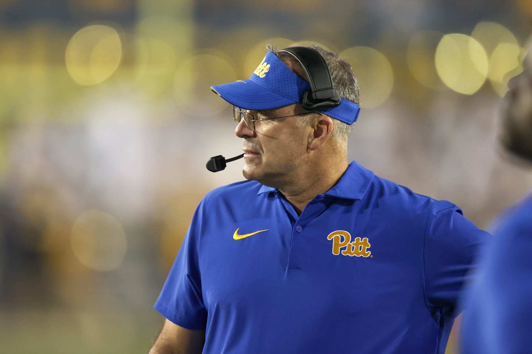 MORGANTOWN, WV - SEPTEMBER 16: Pitt Panthers head coach Pat Narduzzi on the sideline during the fourth quarter of the college football game between the Pitt Panthers and the West Virginia Mountaineers on September 16, 2023, at Mountaineer Field at Milan Puskar Stadium in Morgantown, WV. (Photo by Frank Jansky/Icon Sportswire via Getty Images)