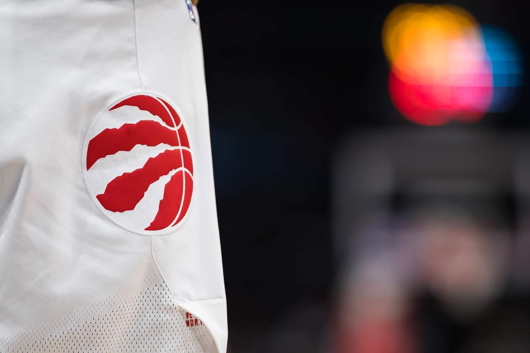 WASHINGTON, DC - JANUARY 21: A view of the Toronto Raptors logo on a uniform during the first half of the game against the Washington Wizards at Capital One Arena on January 21, 2022 in Washington, DC. NOTE TO USER: User expressly acknowledges and agrees that, by downloading and or using this photograph, User is consenting to the terms and conditions of the Getty Images License Agreement. (Photo by Scott Taetsch/Getty Images)