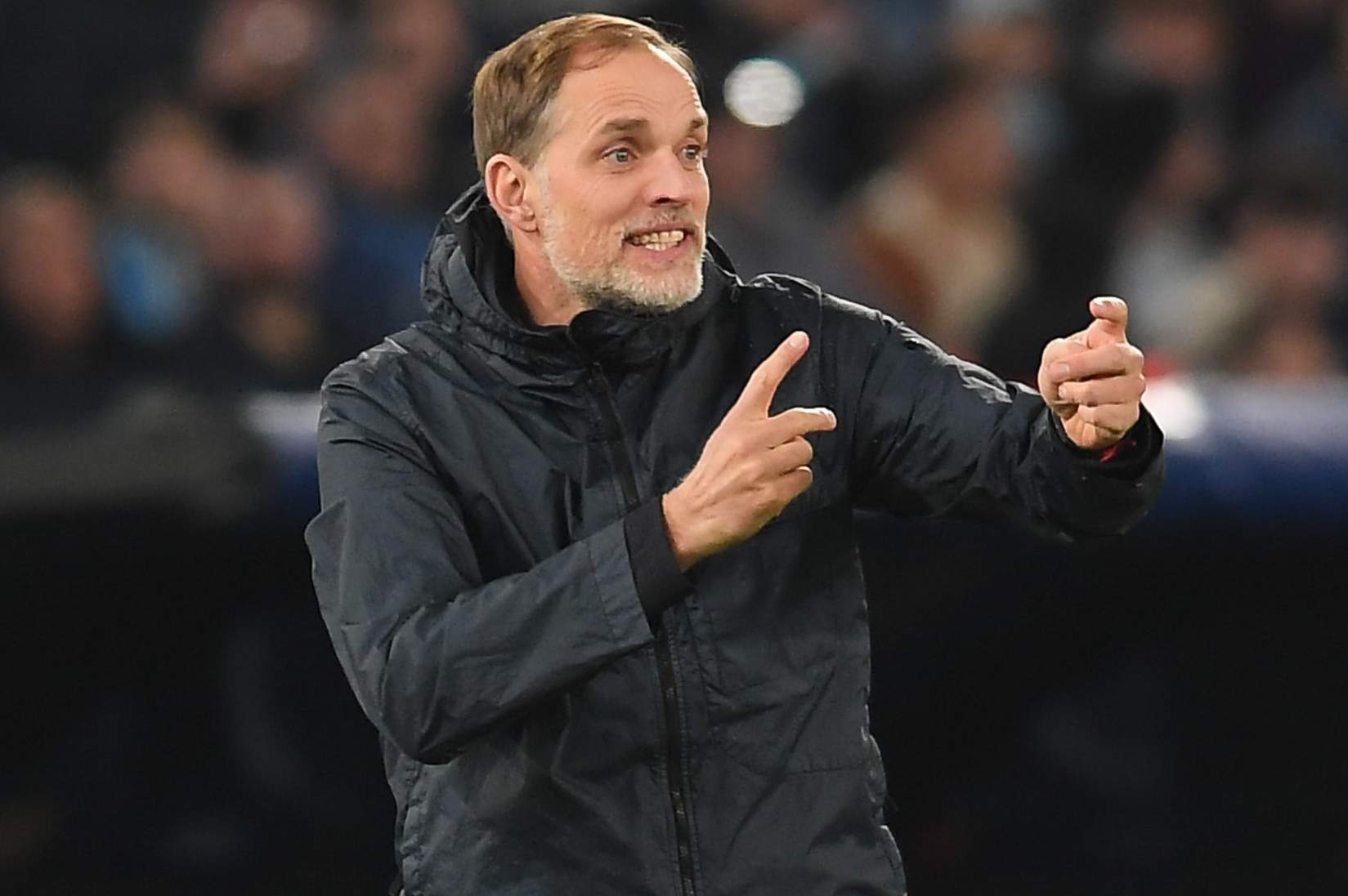 ROME, ITALY - FEBRUARY 14: Thomas Tuchel head coach of FC Bayern München gestures during the UEFA Champions League 2023/24 round of 16 first leg match between SS Lazio and FC Bayern München at Stadio Olimpico on February 14, 2024 in Rome, Italy. (Photo by Silvia Lore/Getty Images)