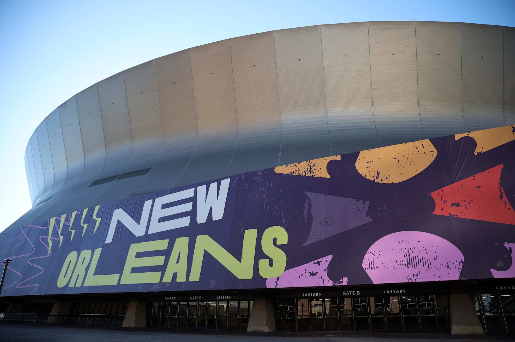 NEW ORLEANS, LOUISIANA - JANUARY 16: The Caesars Superdome is being prepared for Super Bowl LIX at the Caesars Superdome on January 16, 2025 in New Orleans, Louisiana. (Photo by Chris Graythen/Getty Images)