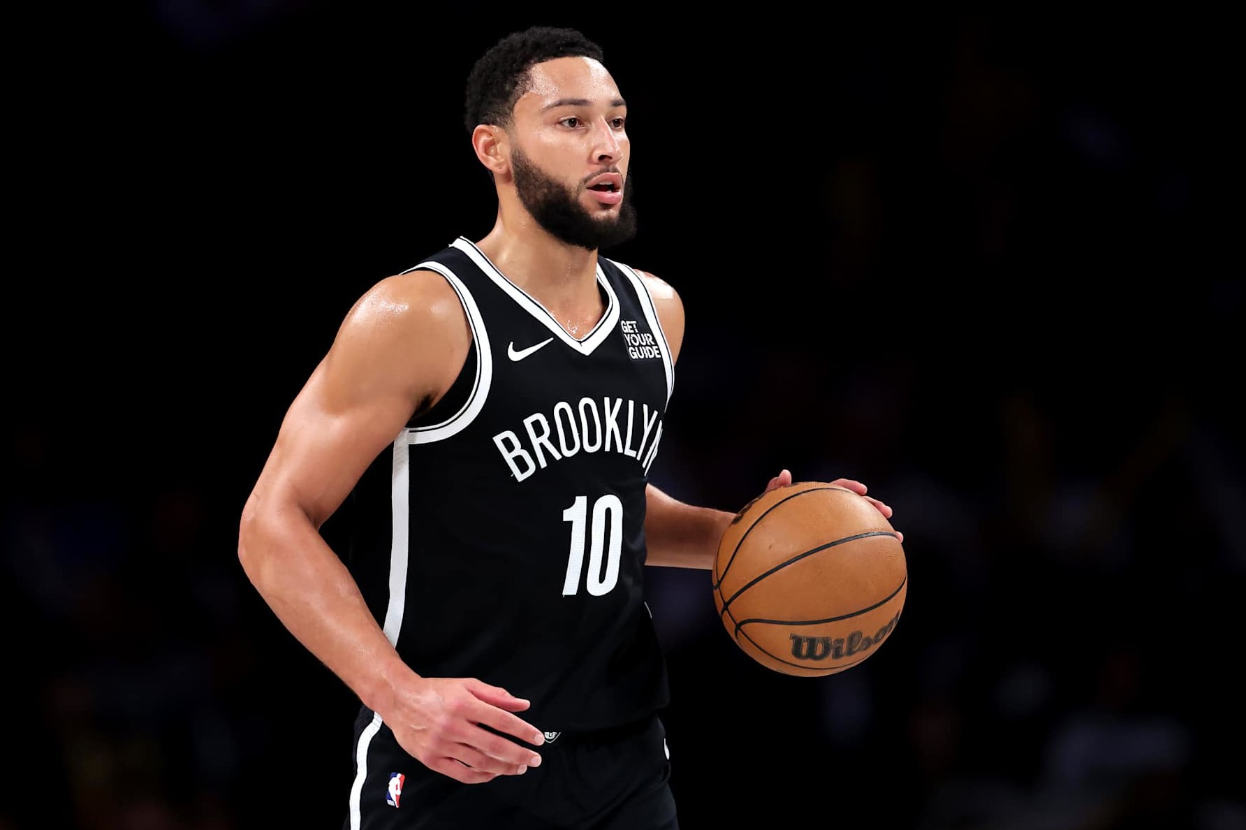 NEW YORK, NEW YORK - OCTOBER 27: Ben Simmons #10 of the Brooklyn Nets in action against the Milwaukee Bucks at Barclays Center on October 27, 2024 in the Brooklyn borough of New York City. (Photo by Luke Hales/Getty Images)