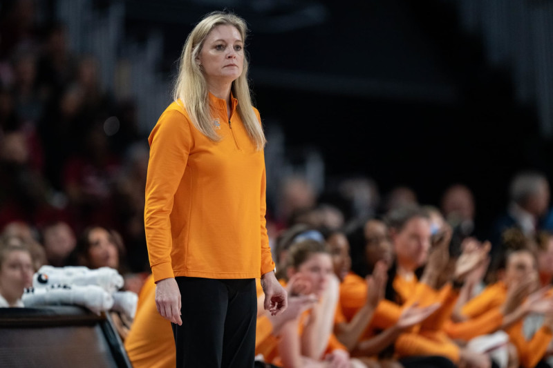 COLUMBIA, SOUTH CAROLINA - MARCH 03: Head coach Kellie Harper of the Tennessee Lady Vols looks on during the game against the South Carolina Gamecocks at Colonial Life Arena on March 03, 2024 in Columbia, South Carolina. (Photo by Jacob Kupferman/Getty Images)