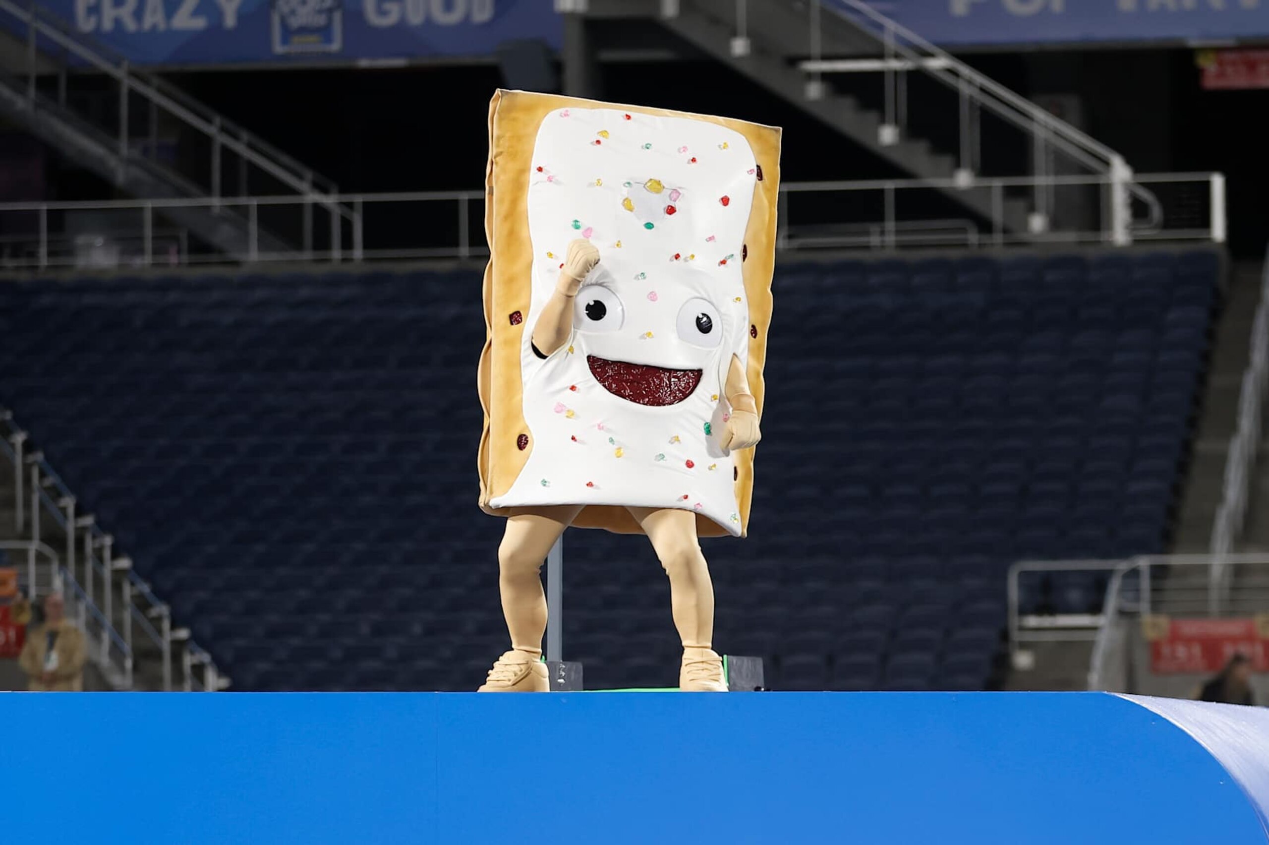 ORLANDO, FL - DECEMBER 28: The Pop-Tart Bowl mascot, Strawberry, after the game between the North Carolina State Wolfpack and the Kansas State Wildcats on December 28, 2023 at Camping World Stadium in Orlando, Fl. (Photo by David Rosenblum/Icon Sportswire via Getty Images)