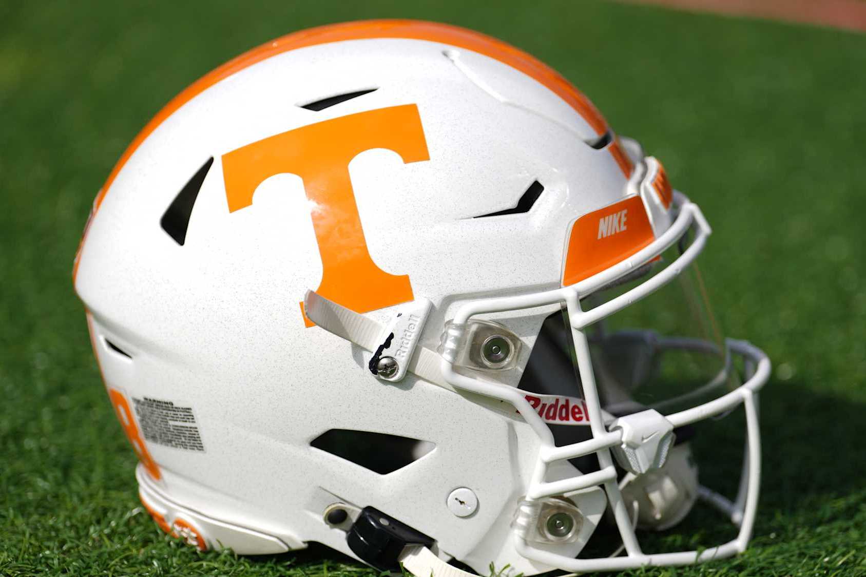 ORLANDO, FL - JANUARY 01: a Tennessee Volunteers helmet rests near the sidelines during the 2024 Cheez-It Citrus Bowl between Iowa Hawkeyes and the Tennessee Volunteers on Monday, January 1, 2024 at Camping World Stadium, Orlando, Fla. (Photo by Peter Joneleit/Icon Sportswire via Getty Images)