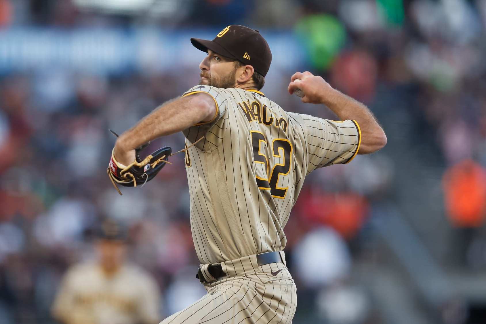 SAN FRANCISCO, CALIFORNIA - JUNE 19: Michael Wacha #52 of the San Diego Padres pitches against the San Francisco Giants at Oracle Park on June 19, 2023 in San Francisco, California. (Photo by Lachlan Cunningham/Getty Images)