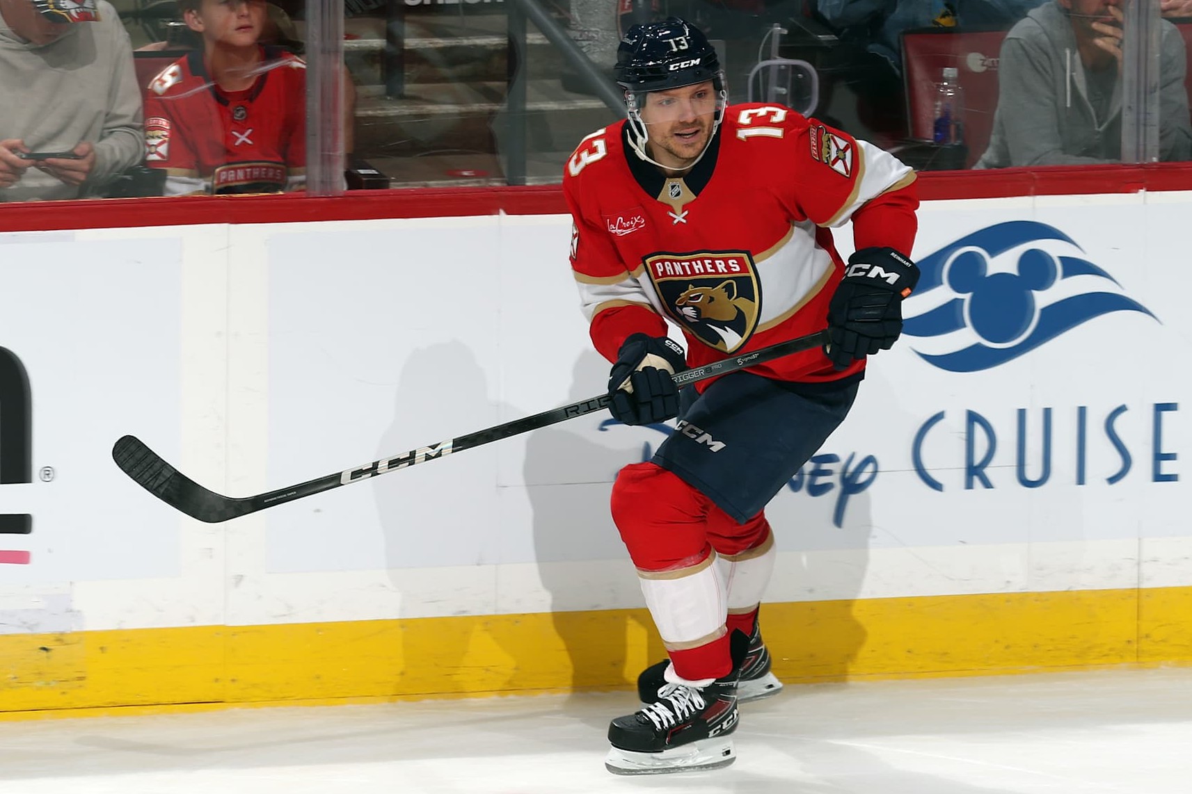 SUNRISE, FL - NOVEMBER 27: Sam Reinhart #13 of the Florida Panthers skates up ice against the Toronto Maple Leafs at the Amerant Bank Arena on November 27, 2024 in Sunrise, Florida. (Photo by Joel Auerbach/Getty Images)