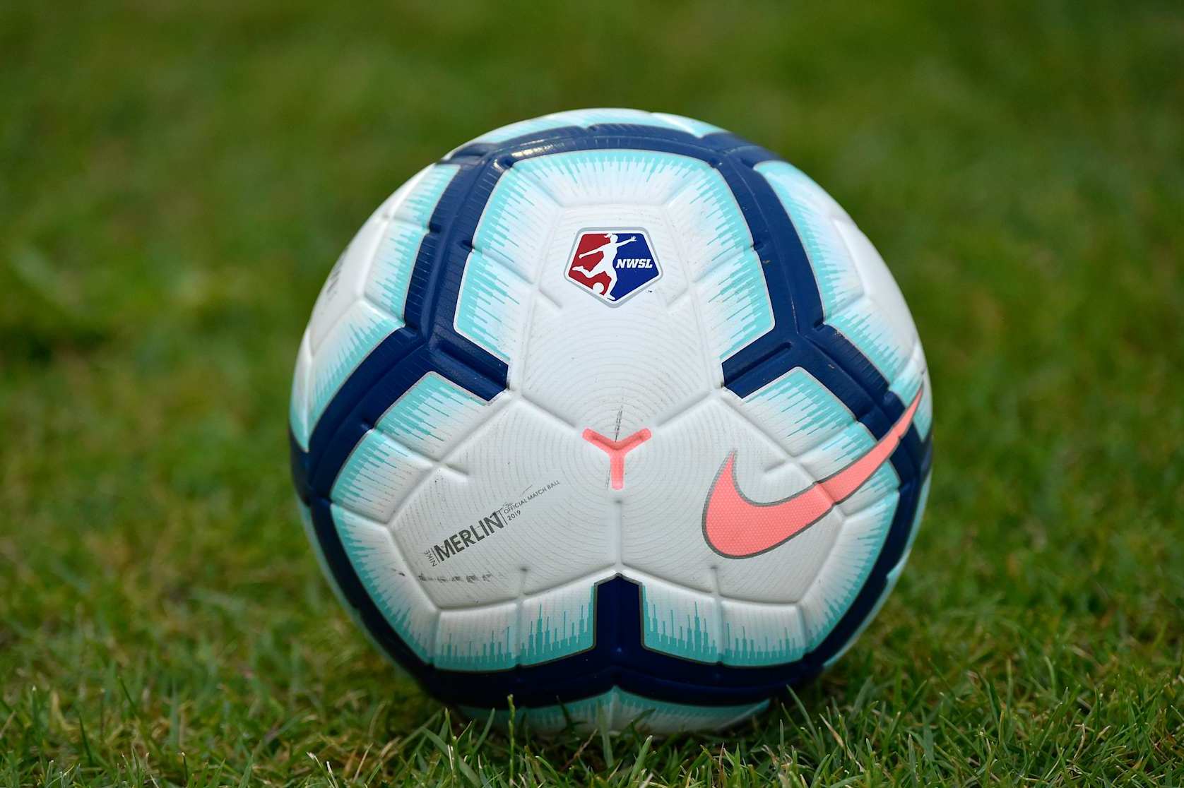 BOYDS, MD - JUNE 29: A Nike Merlin official NWSL match soccer ball sits on the grass field during the National Womens Soccer League (NWSL) game between the North Carolina Courage and Washington Spirit June 29, 2019 at Maureen Hendricks Field at Maryland SoccerPlex in Boyds, MD. (Photo by Randy Litzinger/Icon Sportswire via Getty Images)