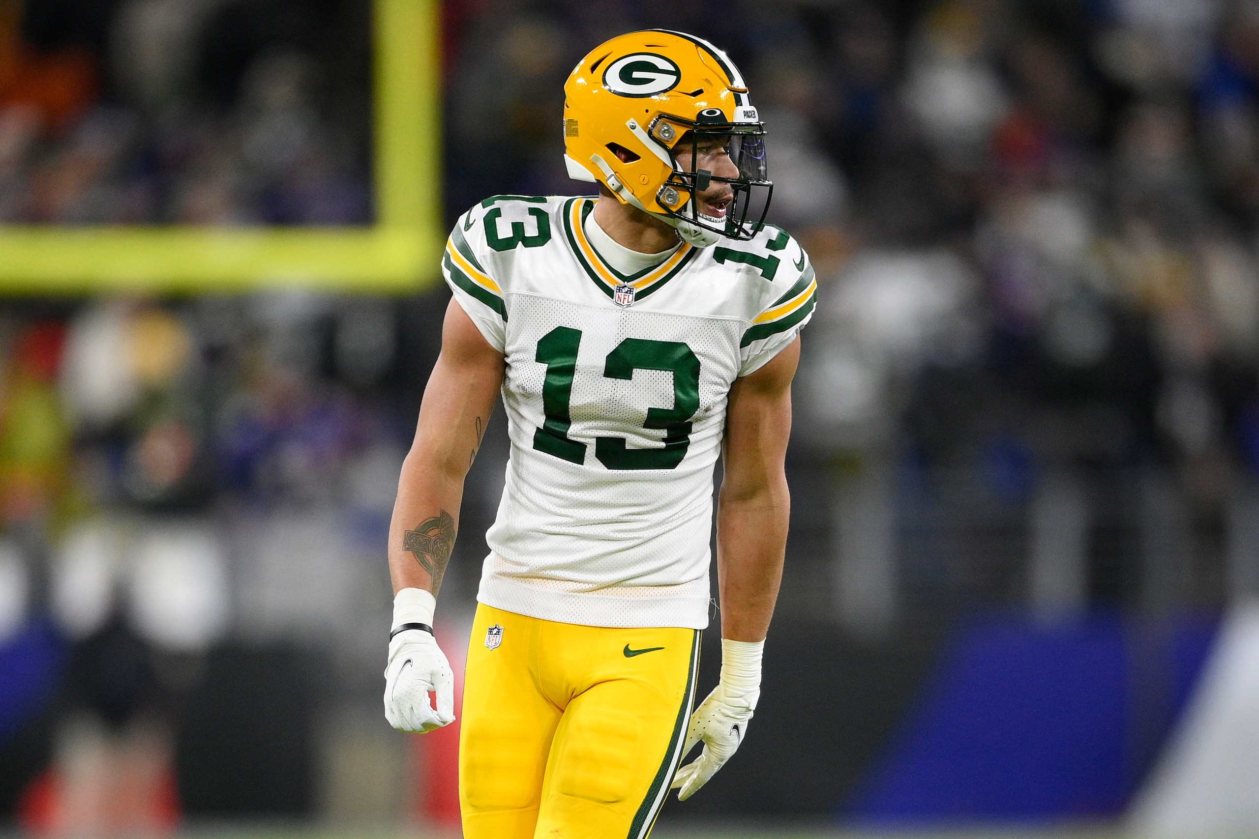 Green Bay Packers wide receiver Allen Lazard (13) in the second half of an NFL football game against the Baltimore Ravens, Sunday, Dec. 19, 2021, in Baltimore. (AP Photo/Nick Wass)