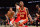 ATLANTA, GA - APRIL 22: John Collins #20 of the Atlanta Hawks handles the ball during the game against the Miami Heat during Round 1 Game 3 of the NBA Playoffs on April 22, 2022 at State Farm Arena in Atlanta, Georgia.  NOTE TO USER: User expressly acknowledges and agrees that, by downloading and/or using this Photograph, user is consenting to the terms and conditions of the Getty Images License Agreement. Mandatory Copyright Notice: Copyright 2022 NBAE (Photo by Scott Cunningham/NBAE via Getty Images)