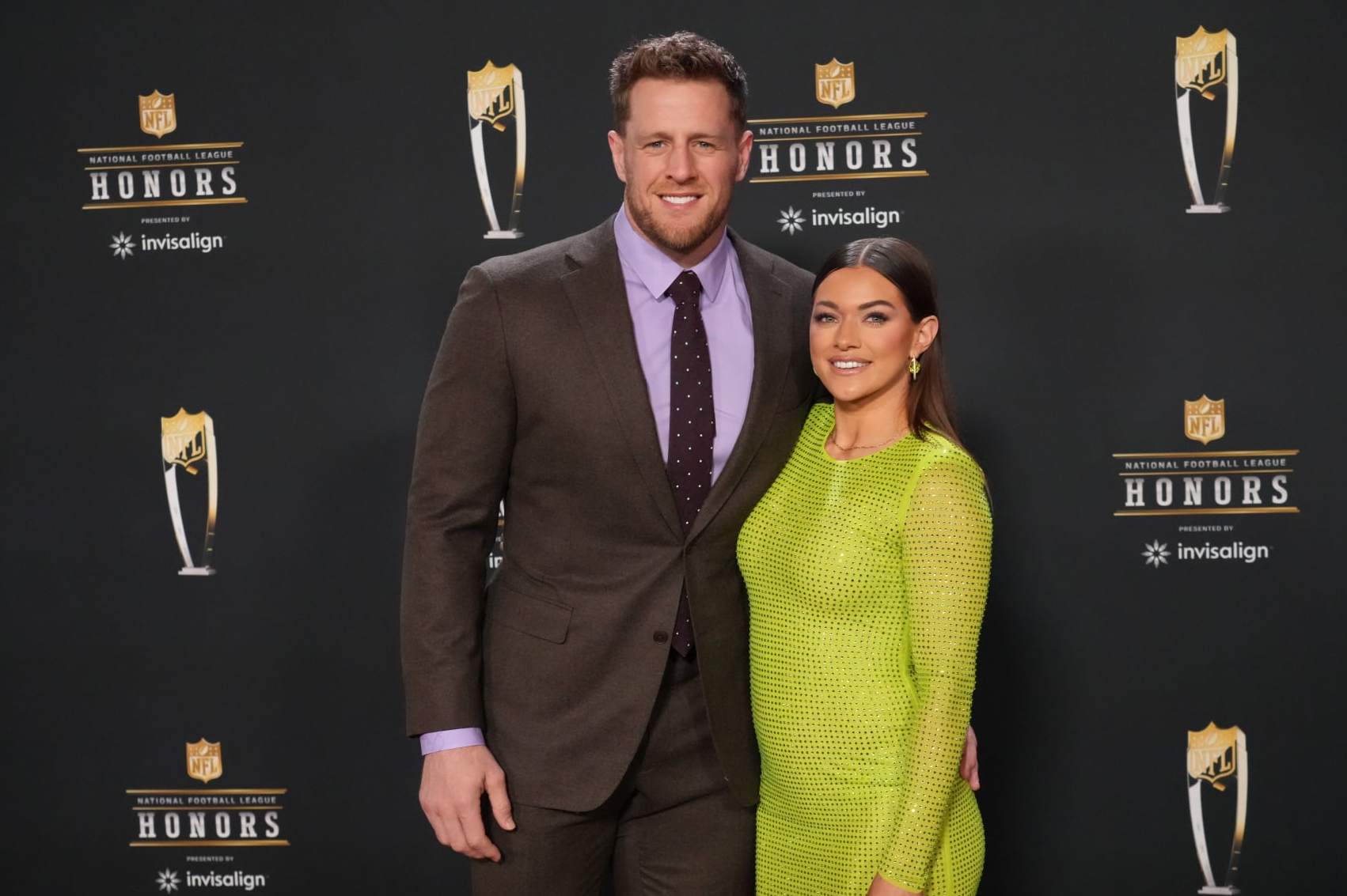 PHOENIX, ARIZONA - FEBRUARY 09: (L-R) J.J. Watt and Kealia Watt attend the 12th Annual NFL Honors at Symphony Hall on February 09, 2023 in Phoenix, Arizona. (Photo by Jeff Kravitz/FilmMagic)