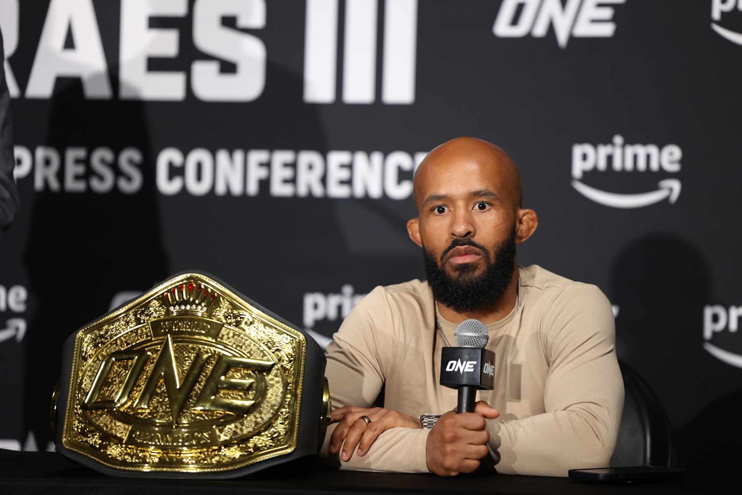 DENVER, COLORADO - MAY 5: Demetrious Johnson during the post fight press conference for ONE Championship Fight Night 10 on May 05, 2023, at the 1st Bank Center in Denver, Colorado. (Photo by Christopher Colon/Pximages/Icon Sportswire via Getty Images) DENVER, COLORADO - MAY 5: Demetrious Johnson during the post fight press conference for ONE Championship Fight Night 10 on May 05, 2023, at the 1st Bank Center in Denver, Colorado. (Photo by Christopher Colon/Pximages/Icon Sportswire via Getty Images)