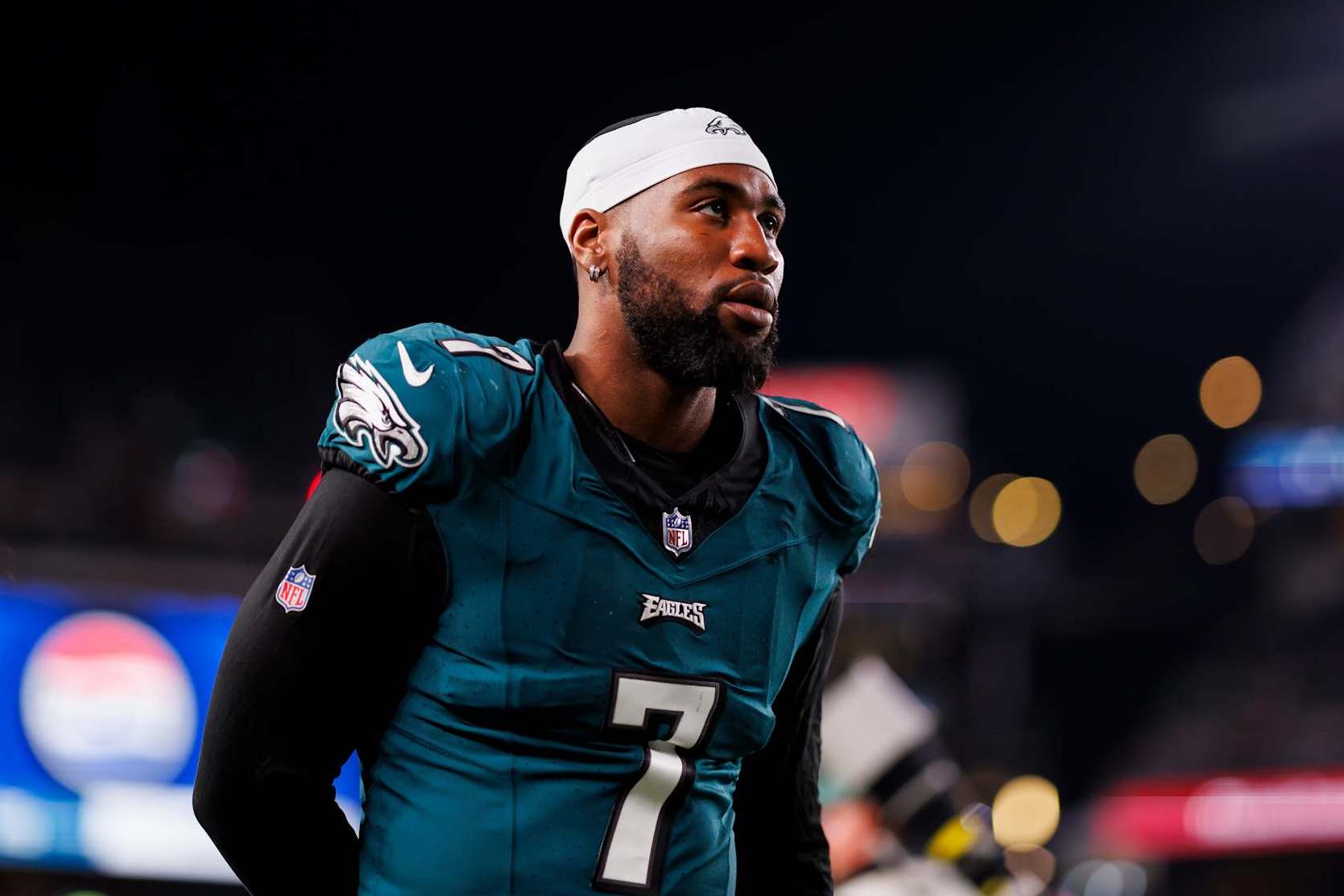 PHILADELPHIA, PENNSYLVANIA - NOVEMBER 05: Haason Reddick #7 of the Philadelphia Eagles runs off the field during an NFL football game against the Dallas Cowboys at Lincoln Financial Field on November 5, 2023 in Philadelphia, Pennsylvania. (Photo by Ryan Kang/Getty Images)