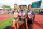 EUGENE, OR - JUNE 23: (L-R) Lolo Jones, Dawn Harper and Kellie Wells pose after qualifying for the Olympics after the women's 100 meter hurdles final during Day Two of the 2012 U.S. Olympic Track & Field Team Trials at Hayward Field on June 23, 2012 in Eugene, Oregon.  (Photo by Andy Lyons/Getty Images)