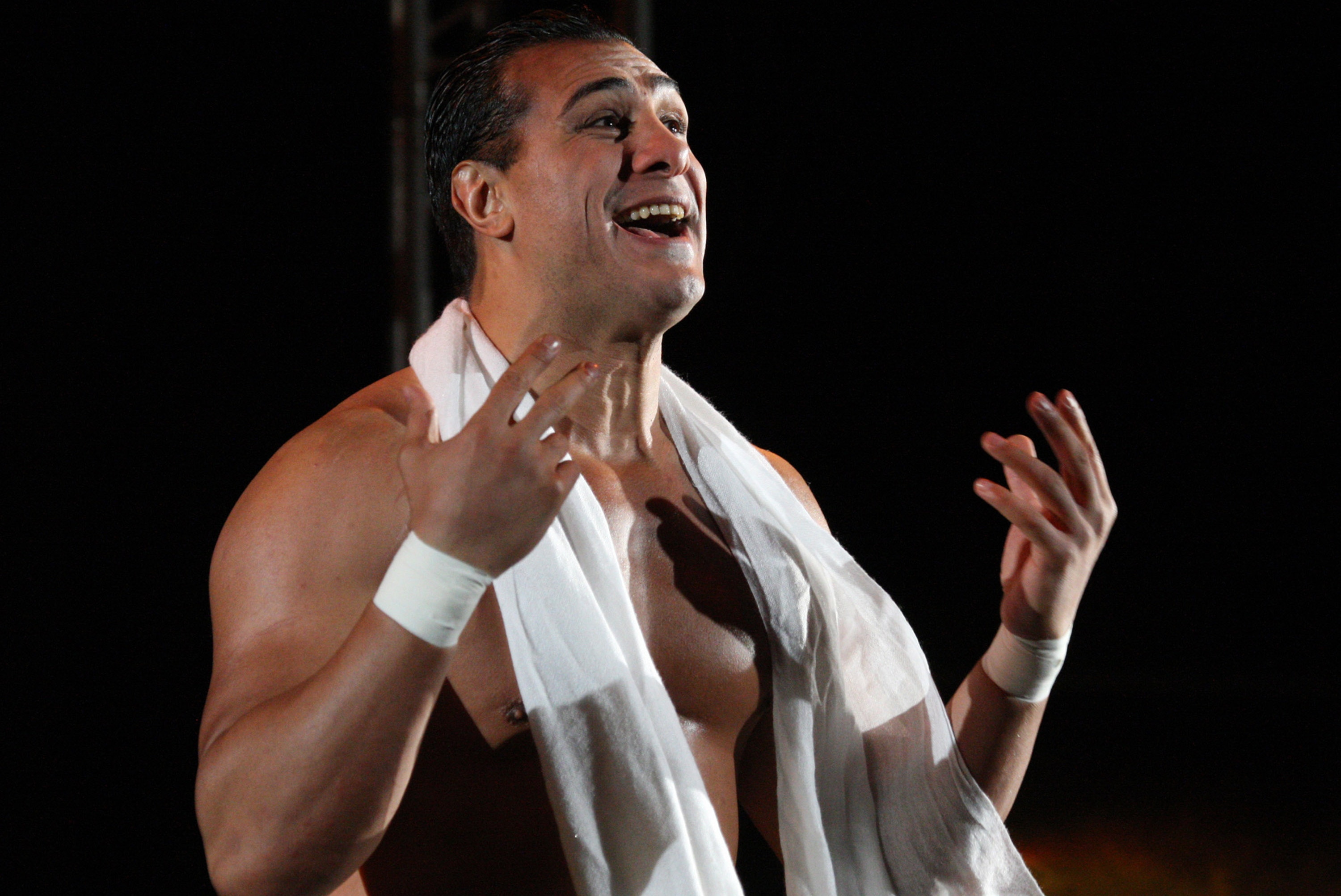 DURBAN, SOUTH AFRICA - JULY 08: Alberto Del Rio is introduced during the WWE Smackdown Live Tour at Westridge Park Tennis Stadium on July 08, 2011 in Durban, South Africa. (Photo by Steve Haag/Gallo Images/Getty Images)