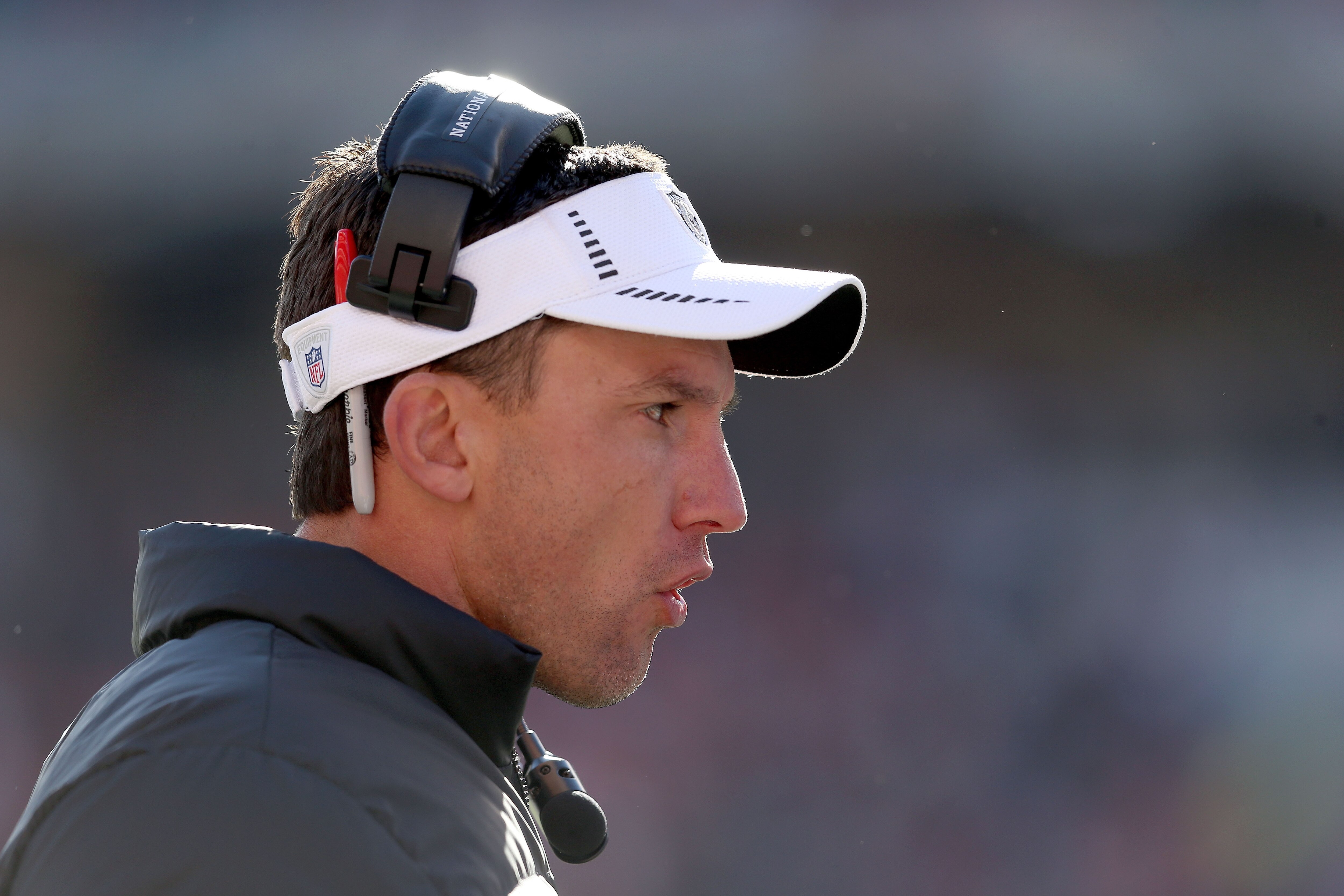 CINCINNATI, OH - NOVEMBER 25: Dennis Allen the head coach of the Oakland Raiders watches the action during the NFL game against the Cincinnati Bengals at Paul Brown Stadium on November 25, 2012 in Cincinnati, Ohio. (Photo by Andy Lyons/Getty Images)