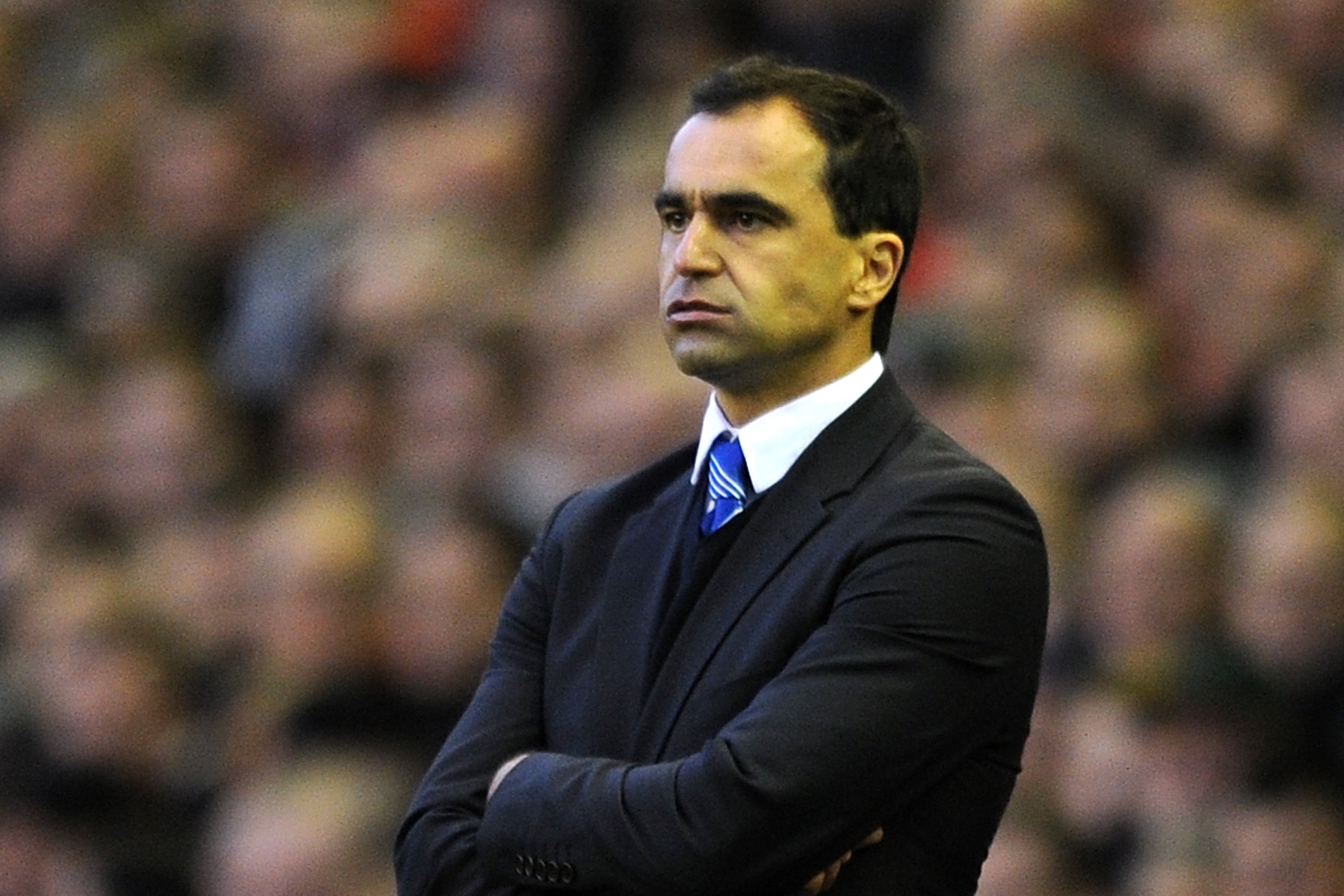 LIVERPOOL, ENGLAND - NOVEMBER 17: Wigan Athletic manager Roberto Martinez looks on during the Barclays Premier League match between Liverpool and Wigan Athletic at Anfield on November 17, 2012 in Liverpool, England. (Photo by Chris Brunskill/Getty Images)
