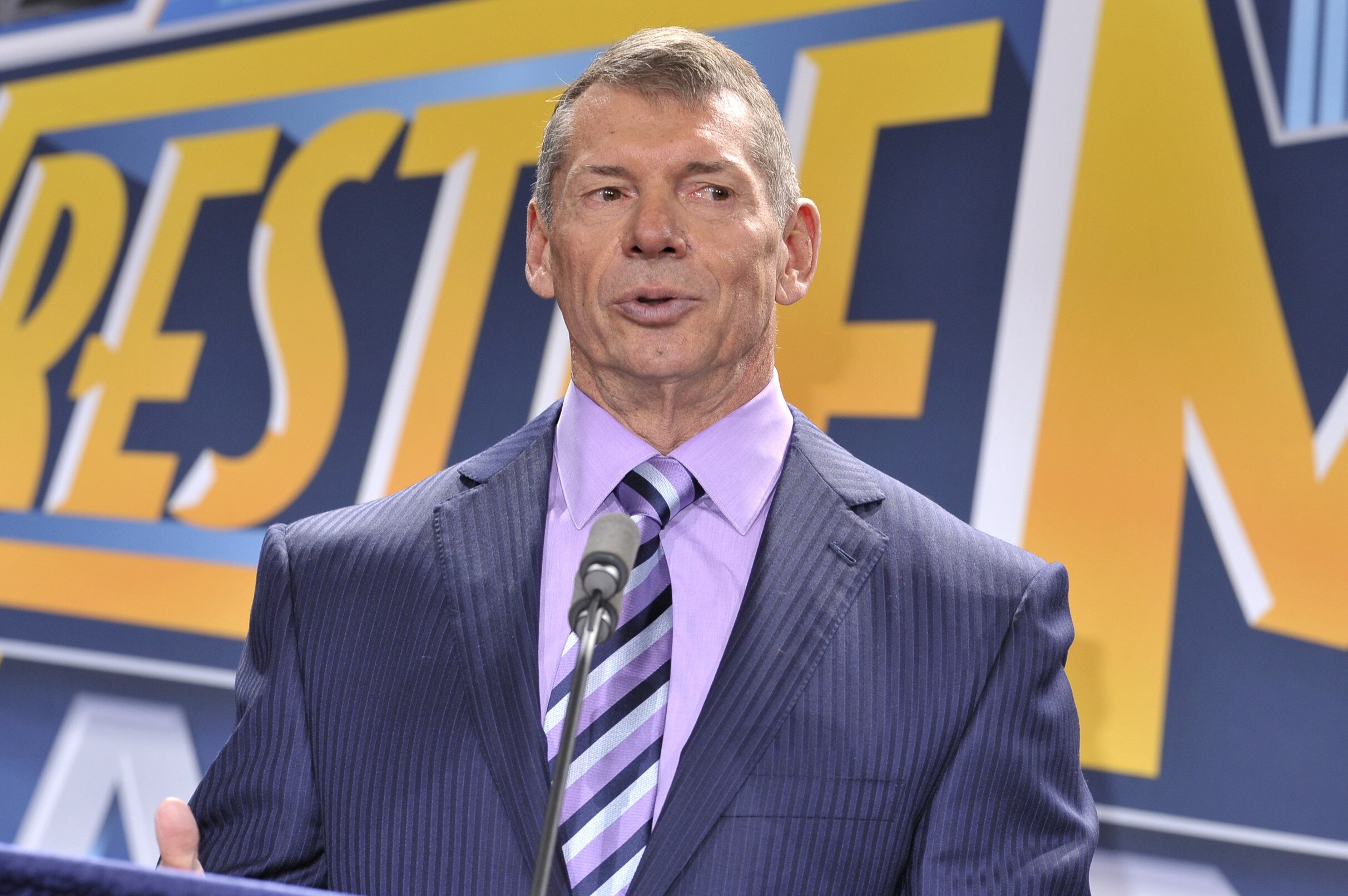 EAST RUTHERFORD, NJ - FEBRUARY 16: Vince McMahon attends a press conference to announce that WWE Wrestlemania 29 will be held at MetLife Stadium in 2013 at MetLife Stadium on February 16, 2012 in East Rutherford, New Jersey. (Photo by Michael N. Todaro/Getty Images)