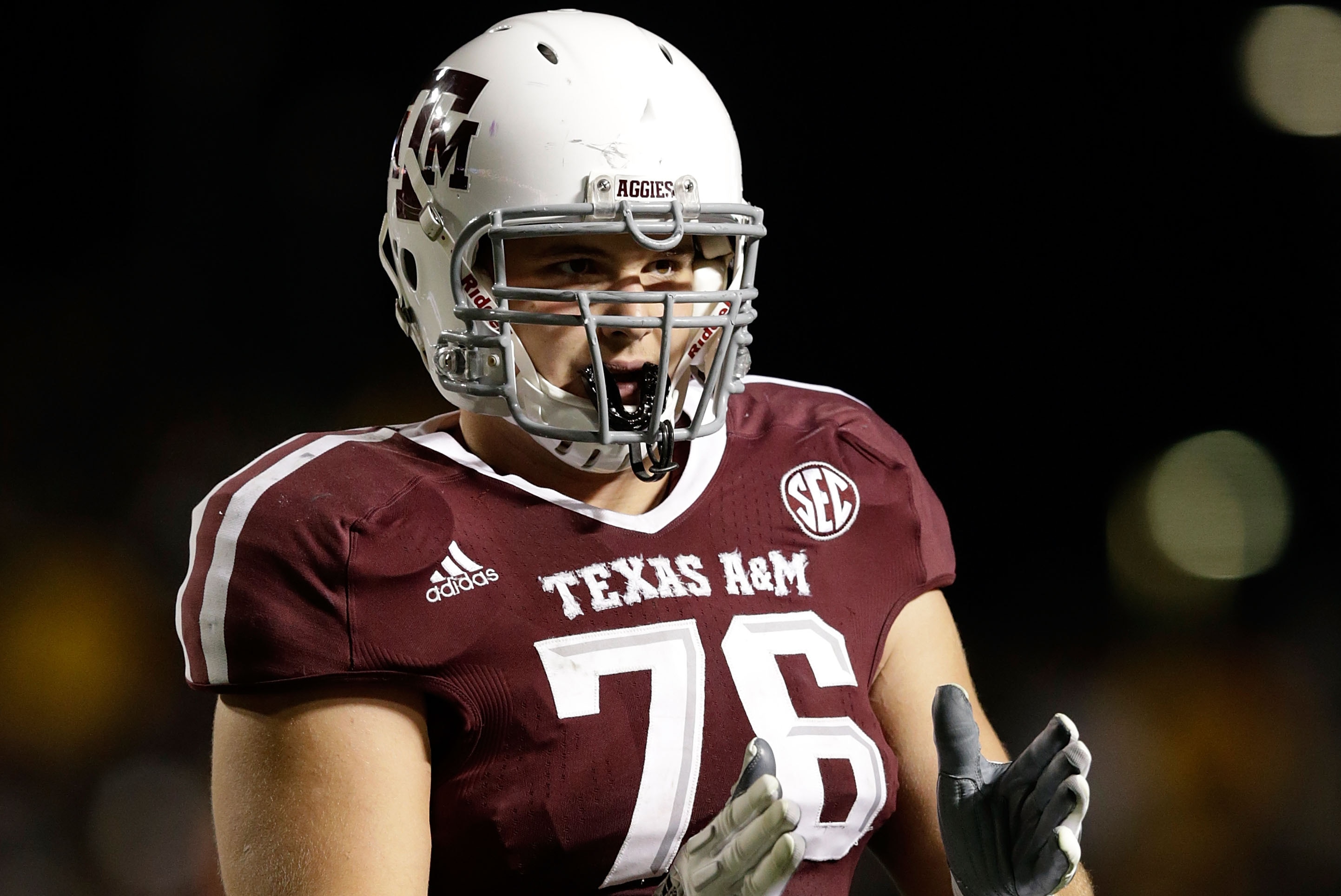 COLLEGE STATION, TX - NOVEMBER 24: Luke Joeckel #76 of the Texas A&M Aggies is seen on the field during the game against the Missouri Tigers at Kyle Field on November 24, 2012 in College Station, Texas. (Photo by Scott Halleran/Getty Images)
